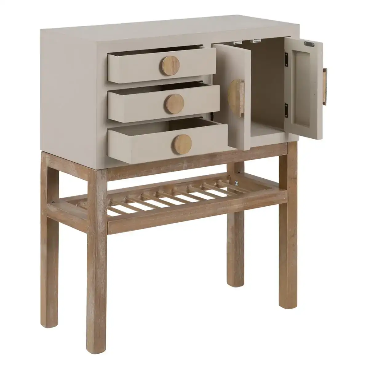 Meuble d entree avec tiroirs mizuchi 63 x 26 x 78 cm bois taupe dmf_7217. DIAYTAR COTE D'IVOIRE - L'Odyssée du Shopping à Votre Portée. Parcourez notre boutique en ligne et partez à la découverte d'articles qui rendront chaque jour spécial.