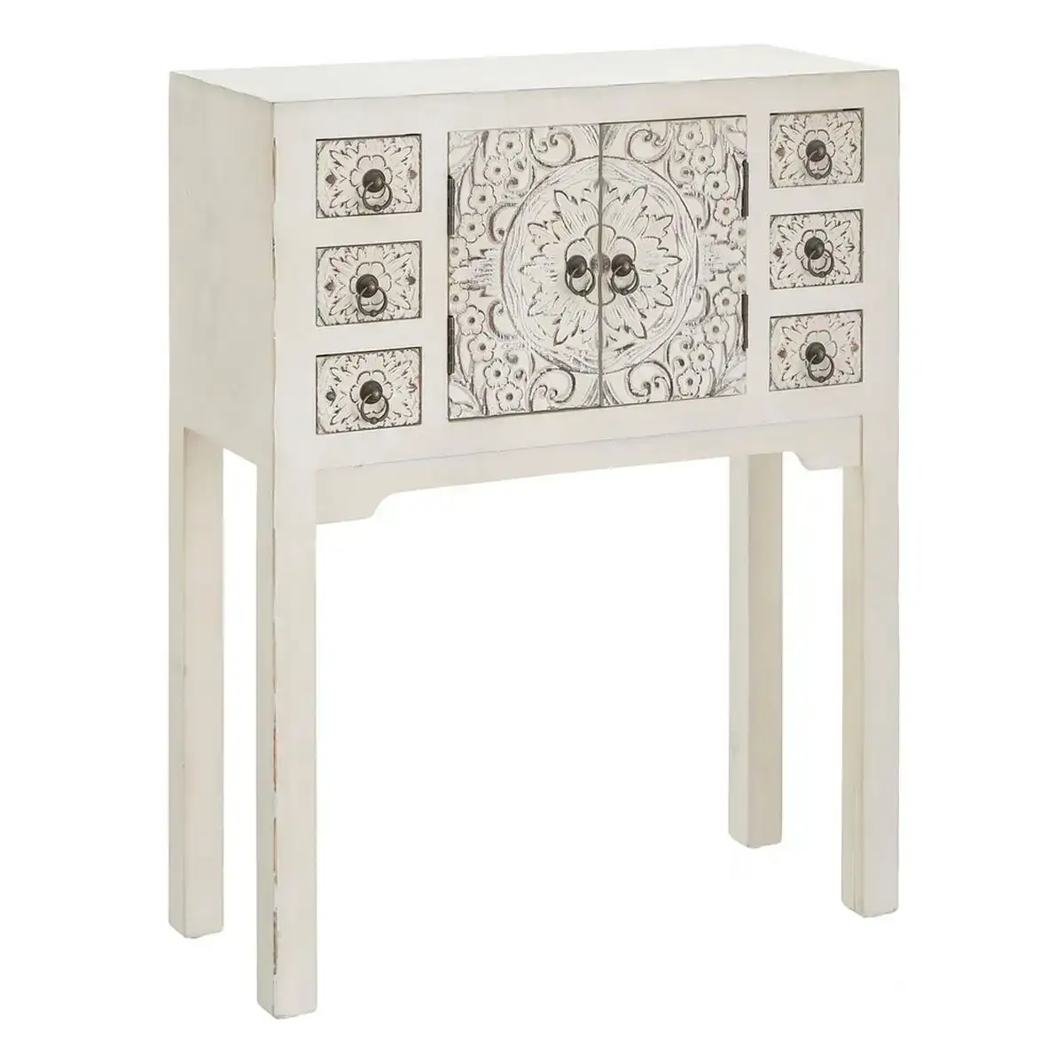Meuble d entree oriente 63 x 26 x 80 cm bois blanc dmf_8608. DIAYTAR COTE D'IVOIRE - Votre Passage vers la Découverte. Explorez notre boutique en ligne pour trouver des trésors qui vous attendent, du traditionnel à l'avant-garde.