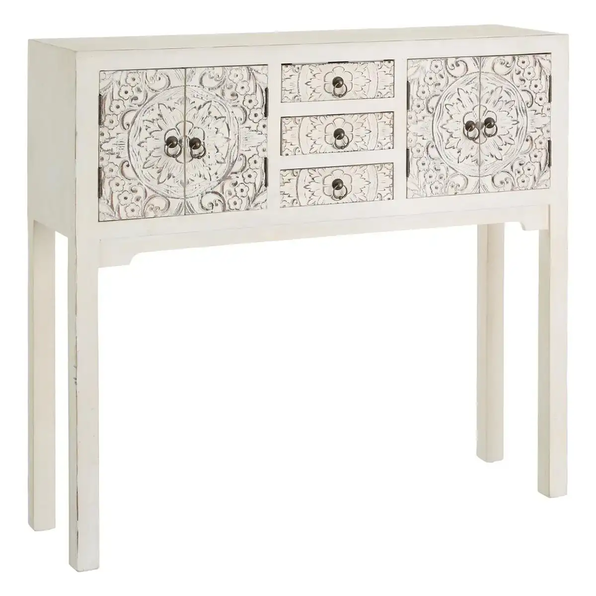Meuble d entree oriente 95 x 26 x 90 cm bois blanc dmf_1569. Entrez dans le Monde de DIAYTAR COTE D'IVOIRE - Où la Satisfaction est la Priorité. Explorez notre sélection pensée pour vous offrir une expérience de shopping qui va au-delà de vos attentes.