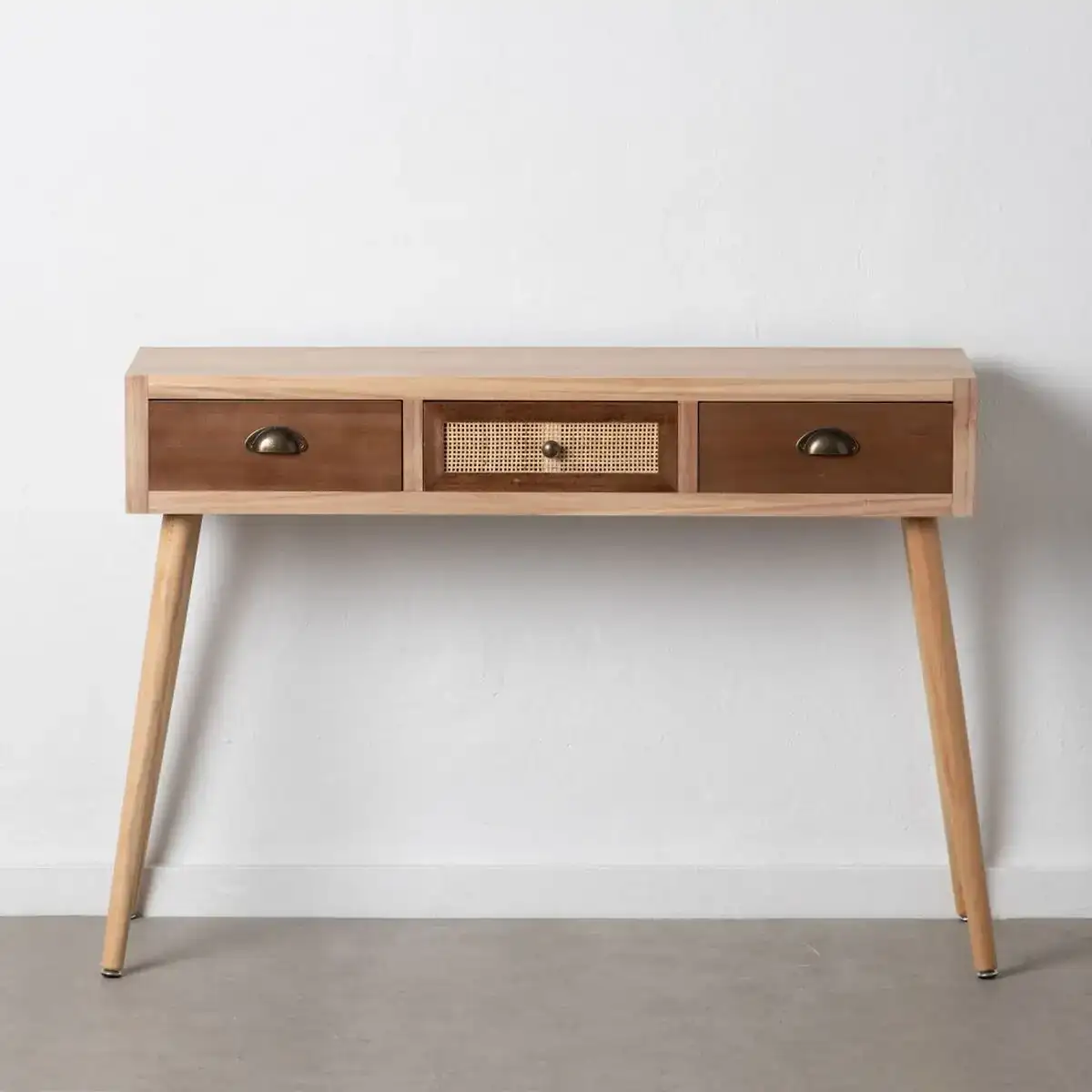 Meuble d entree sasha 110 x 30 x 78 cm naturel bois creme rotin_5424. DIAYTAR COTE D'IVOIRE - Où Chaque Produit a son Histoire à Raconter. Parcourez notre catalogue et découvrez des articles qui portent en eux la passion et l'histoire du Côte d'Ivoire.