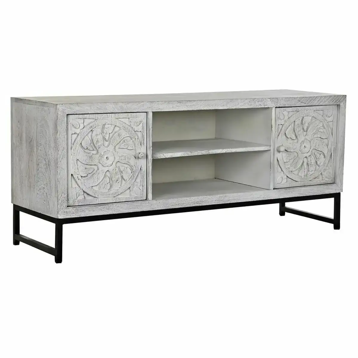 Meubles de television dkd home decor metal bois de manguier 130 x 40 x 55 cm _5094. DIAYTAR COTE D'IVOIRE - Où Choisir est un Acte d'Amour pour le Côte d'Ivoire. Explorez notre boutique en ligne et choisissez des articles qui célèbrent la culture et l'artisanat du pays.