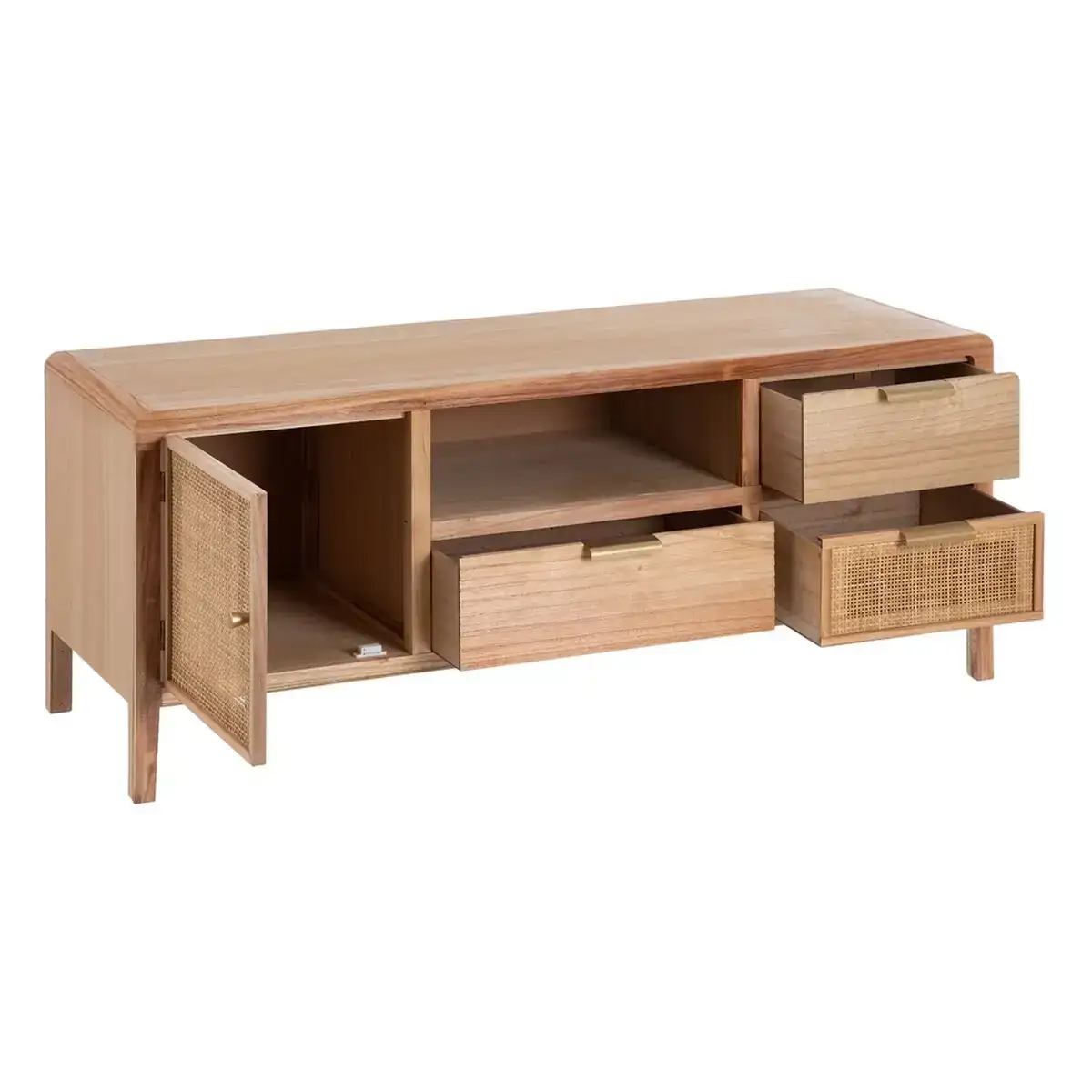 Meubles de television honey 120 x 40 x 50 cm naturel bois rotin_5187. DIAYTAR COTE D'IVOIRE - Votre Boutique en Ligne, Votre Choix Illimité. Parcourez nos rayons et découvrez des produits qui vous inspirent, de la mode à la maison et bien plus.