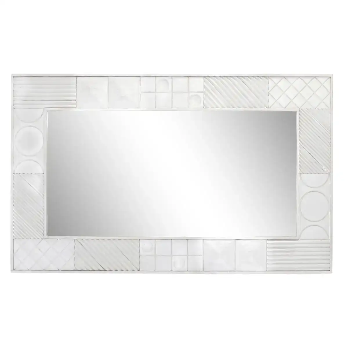Miroir mural dkd home decor 154 x 4 x 94 cm bois blanc bois de manguier losanges moderne_5055. DIAYTAR COTE D'IVOIRE - Où Chaque Achat Raconte une Histoire. Explorez notre boutique en ligne et créez votre propre narration à travers notre diversité de produits, chacun portant une signification unique.