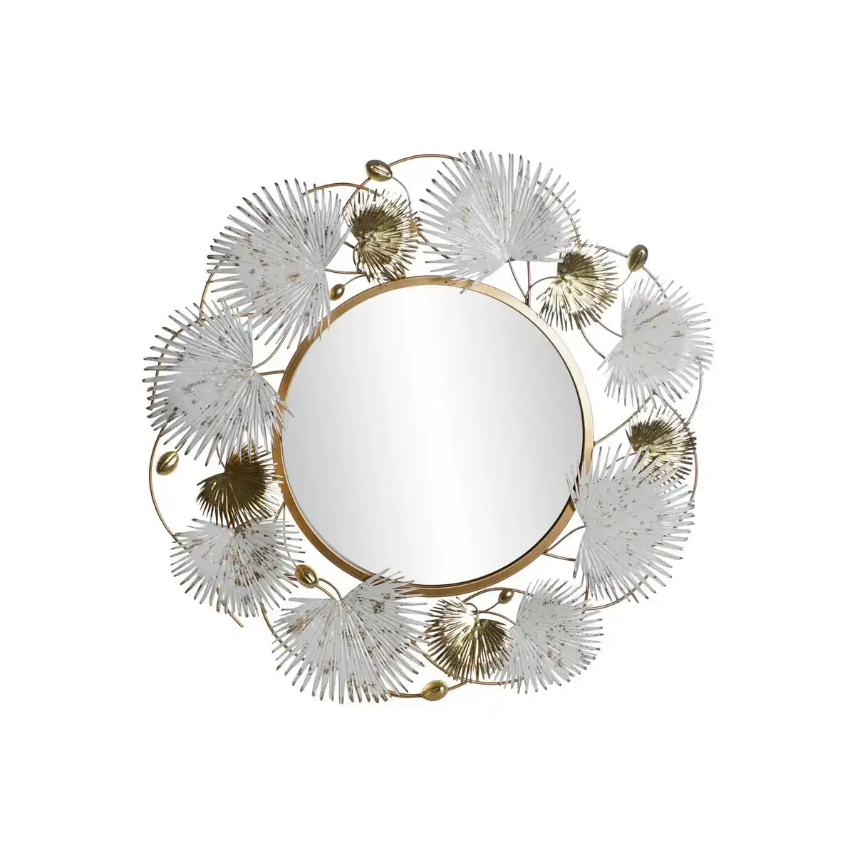 Miroir mural dkd home decor 93 x 7 x 93 cm verre dore metal blanc feuille d une plante_3874. Bienvenue sur DIAYTAR COTE D'IVOIRE - Où le Shopping est une Affaire Personnelle. Découvrez notre sélection et choisissez des produits qui reflètent votre unicité et votre individualité.