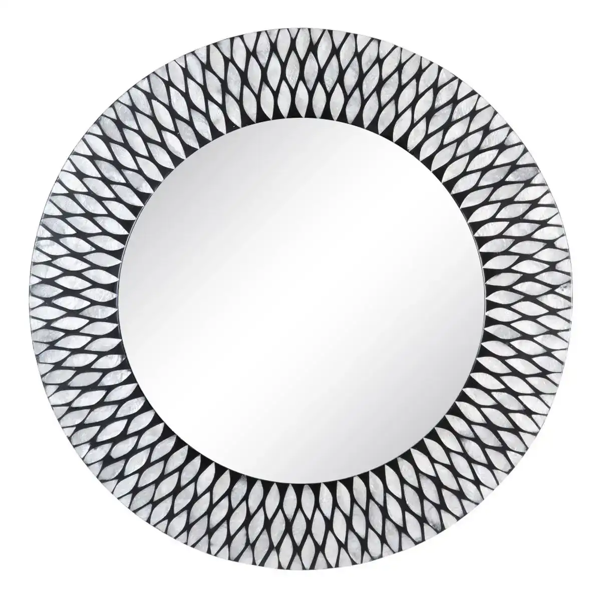 Miroir mural noir blanc coquillage 80 x 1 x 80 cm_8121. DIAYTAR COTE D'IVOIRE - L'Art de Choisir, l'Art de Vivre. Parcourez notre boutique en ligne et choisissez parmi des produits de qualité qui ajoutent de l'élégance à votre quotidien.