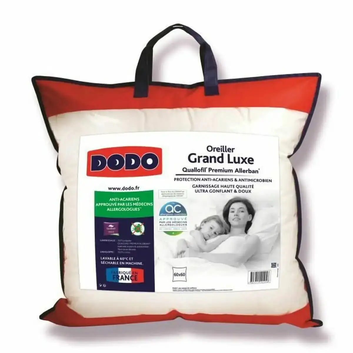 Oreiller dodo large luxury blanc 60 x 60 cm_2515. DIAYTAR COTE D'IVOIRE - Votre Destination pour un Shopping Inégalé. Naviguez à travers notre sélection minutieuse pour trouver des produits qui répondent à tous vos besoins.