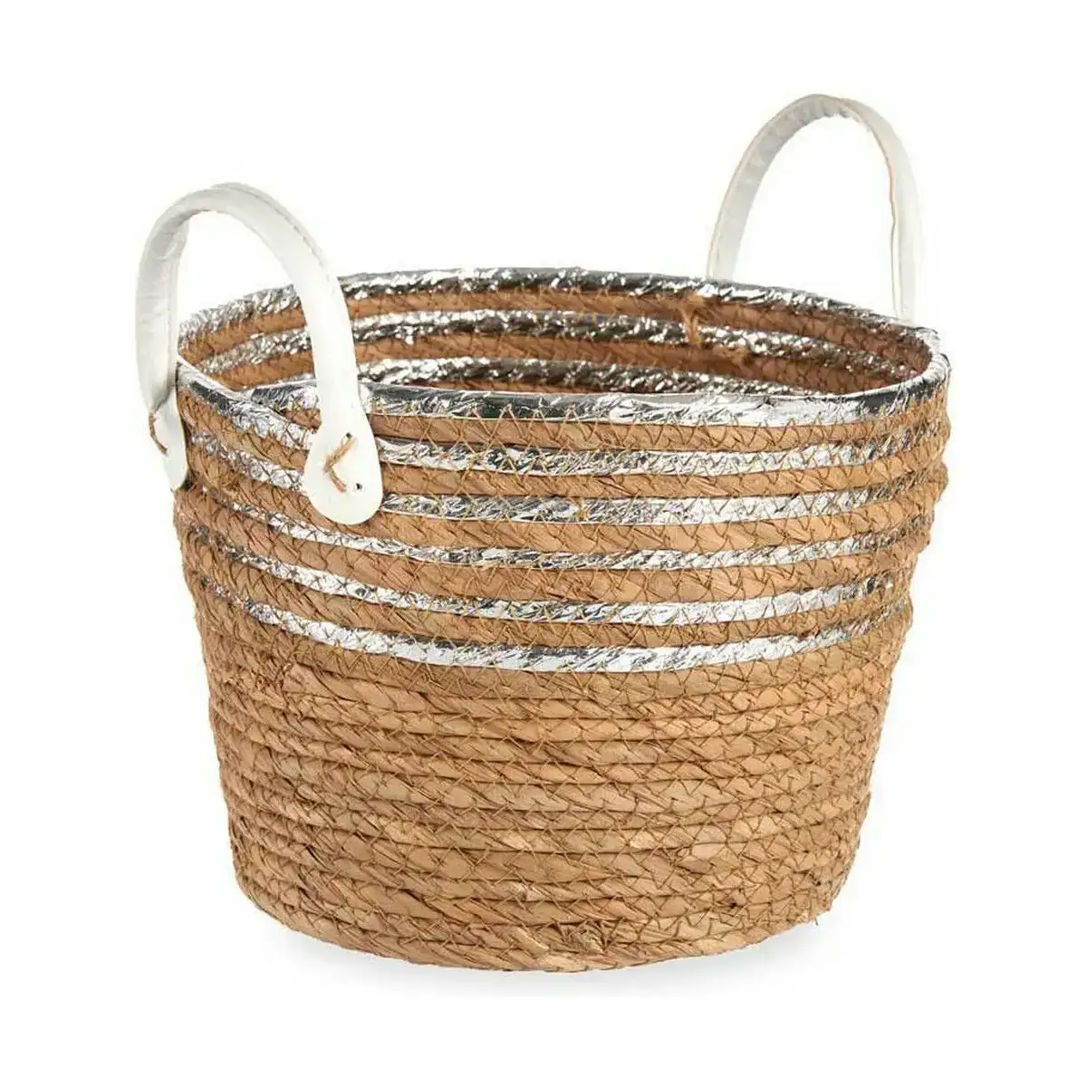 Panier decoratif naturel argente 26 x 26 5 x 26 cm_6995. Entrez dans le Monde Éclectique de DIAYTAR COTE D'IVOIRE. Explorez nos catégories et dénichez des trésors qui reflètent la richesse et l'authenticité du Côte d'Ivoire.