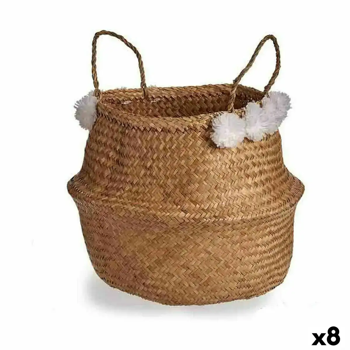 Panier decoratif pompons blanc naturel joncs 8 l 32 x 30 x 32 cm 8 unites _2096. DIAYTAR COTE D'IVOIRE - Où Chaque Détail Compte. Naviguez à travers notre gamme variée et choisissez des articles qui ajoutent une touche spéciale à votre quotidien, toujours avec qualité et style.
