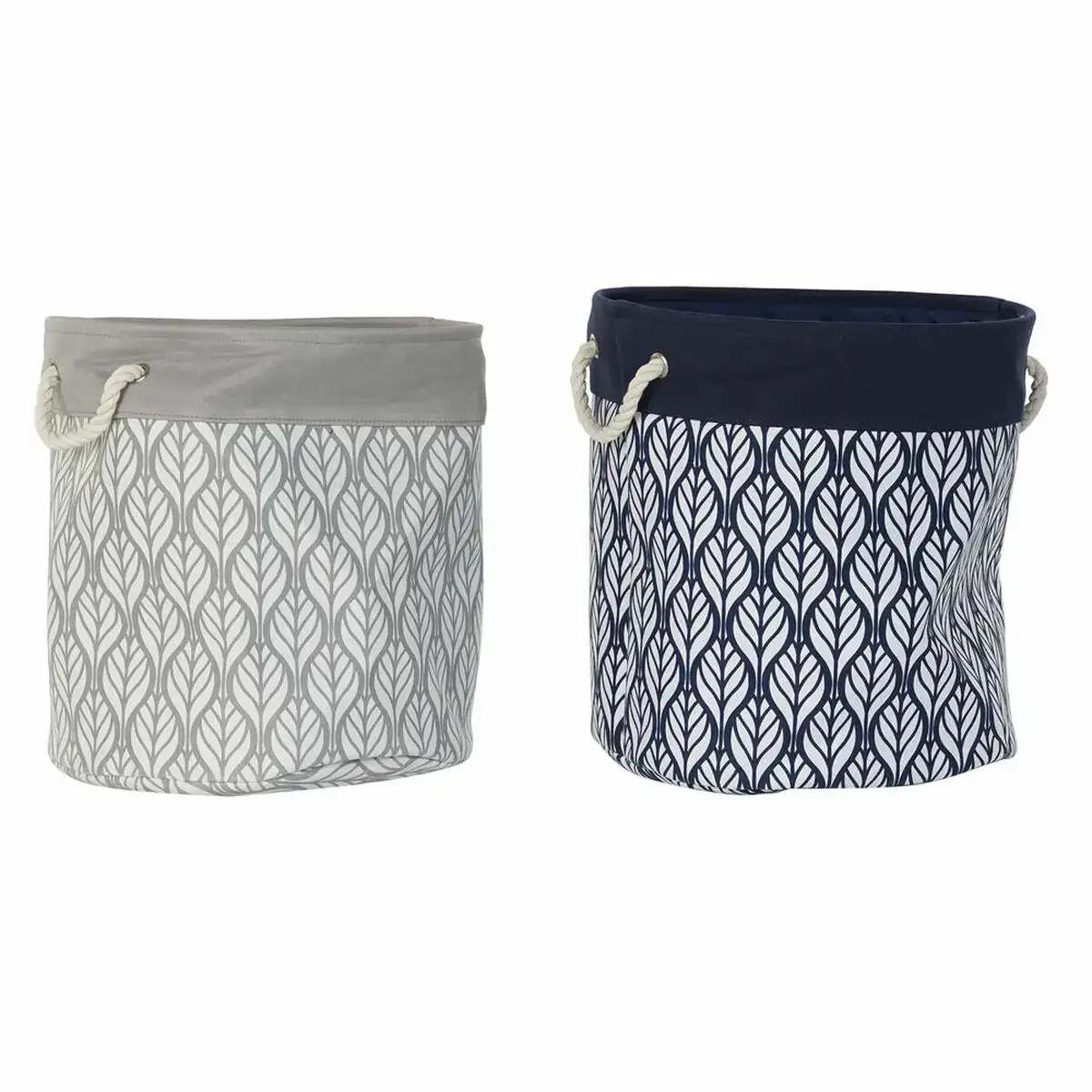 Panier dkd home decor 8424001856428 39 x 39 x 43 cm gris polyester blanc blue marine boho feuille d une plante 2 unites _6357. DIAYTAR COTE D'IVOIRE - Où Choisir est un Voyage Cultuel. Explorez notre boutique en ligne et découvrez des produits qui célèbrent la richesse et la diversité culturelle du Côte d'Ivoire.