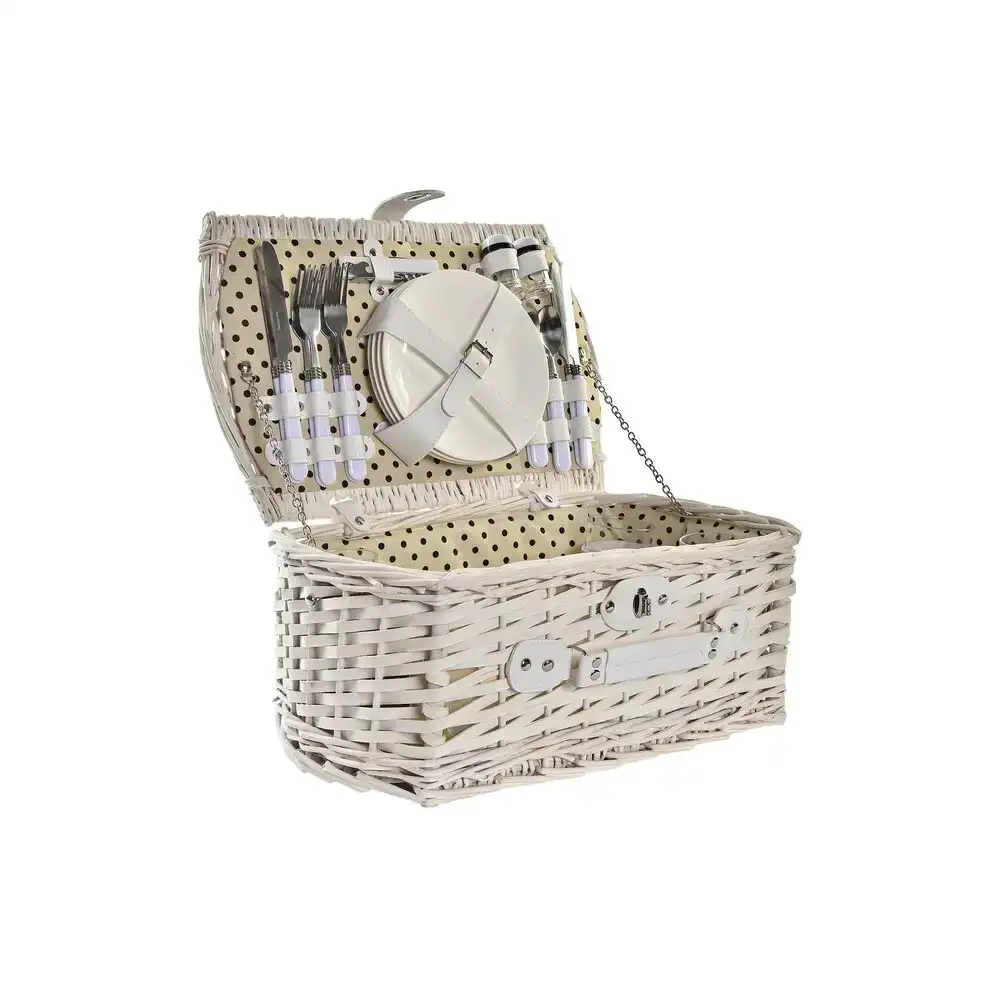 Panier dkd home decor osier pique nique beige polyester blanc 44 x 28 x 19 cm _8474. DIAYTAR COTE D'IVOIRE - L'Écrin de Vos Désirs Shopping. Parcourez notre boutique en ligne et explorez des produits minutieusement choisis pour répondre à vos envies les plus exigeantes.