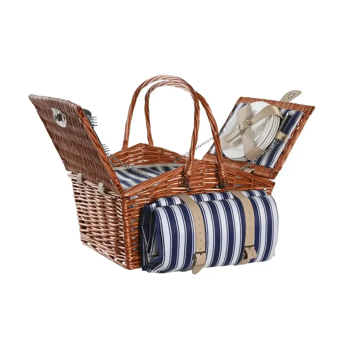 Panier dkd home decor pique nique marron blue marine osier 42 x 30 x 20 cm _4037. DIAYTAR COTE D'IVOIRE - Votre Compagnon Shopping, Votre Style Unique. Explorez notre boutique en ligne pour dénicher des trésors qui expriment qui vous êtes, de la mode à la maison.