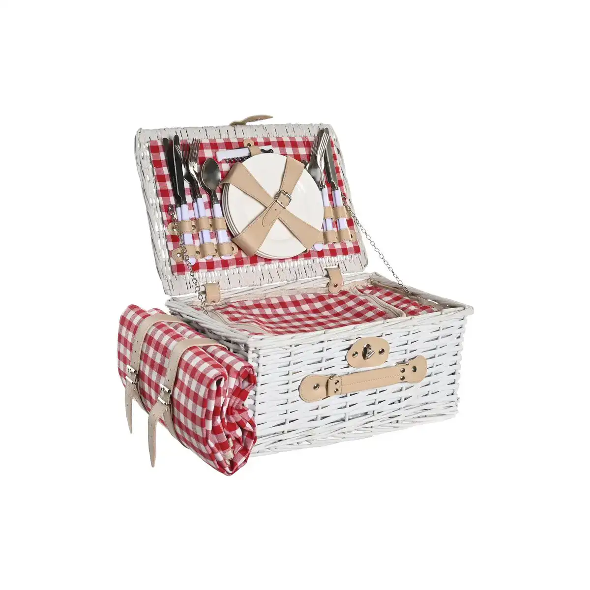 Panier dkd home decor pique nique rouge blanc osier 40 x 28 x 20 cm _8073. DIAYTAR COTE D'IVOIRE - Là où Chaque Produit a son Histoire. Découvrez notre gamme de produits, chacun portant en lui le récit de l'artisanat et de la passion, pour vous offrir une expérience de shopping authentique.