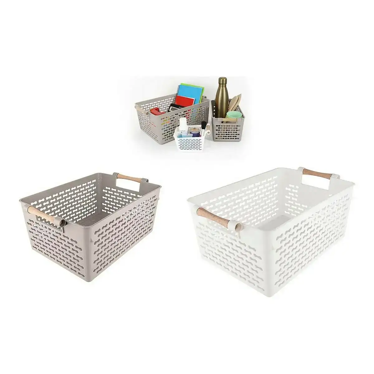 Panier multi usages confortime bois 32 x 23 x 15 cm _4355. DIAYTAR COTE D'IVOIRE - Votre Passage vers le Raffinement. Plongez dans notre univers de produits exquis et choisissez des articles qui ajoutent une touche de sophistication à votre vie.