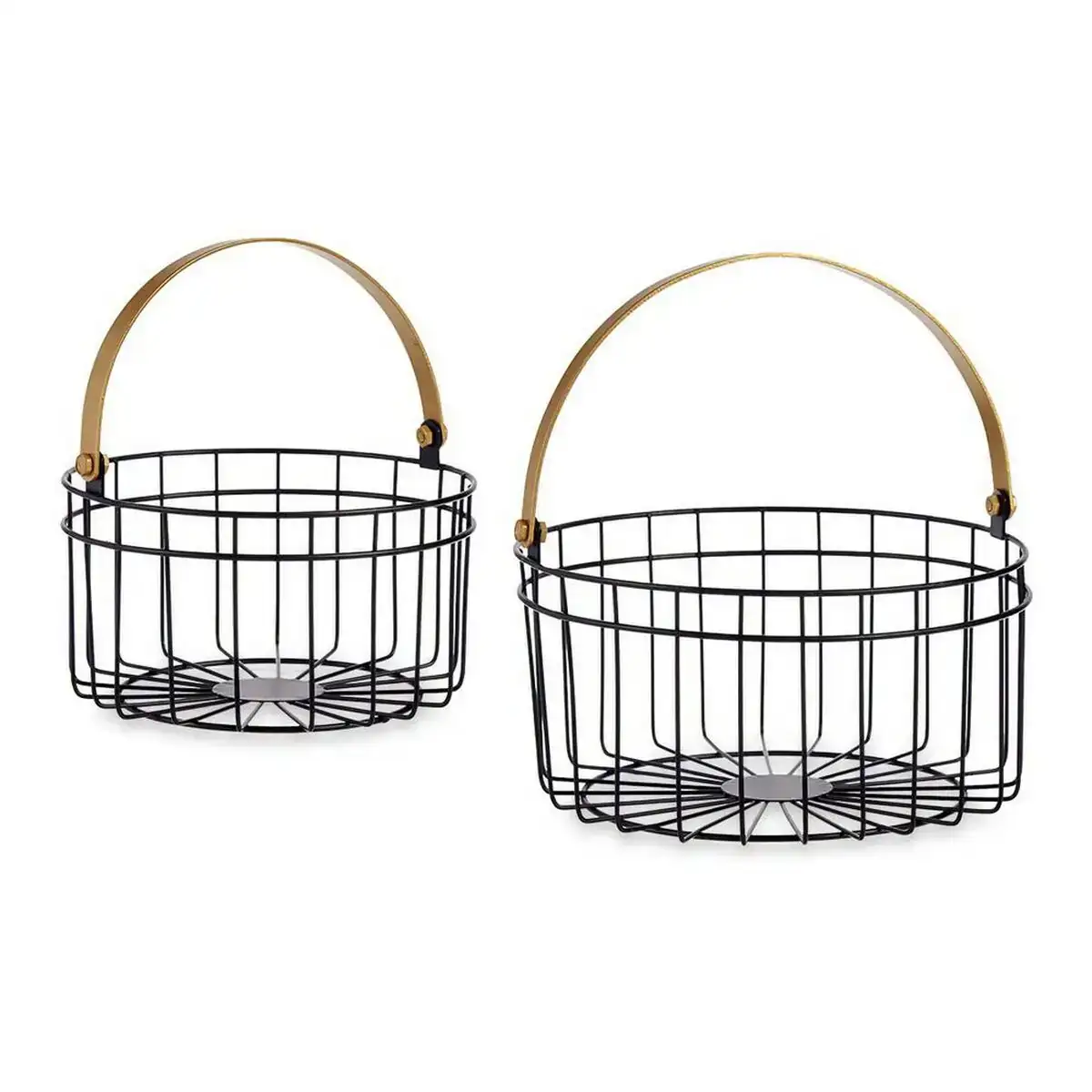 Panier ronde noir dore metal 2 pcs _3820. DIAYTAR COTE D'IVOIRE - Votre Destination pour un Shopping Éclairé. Parcourez notre boutique en ligne pour découvrir des produits de qualité qui embelliront votre quotidien.
