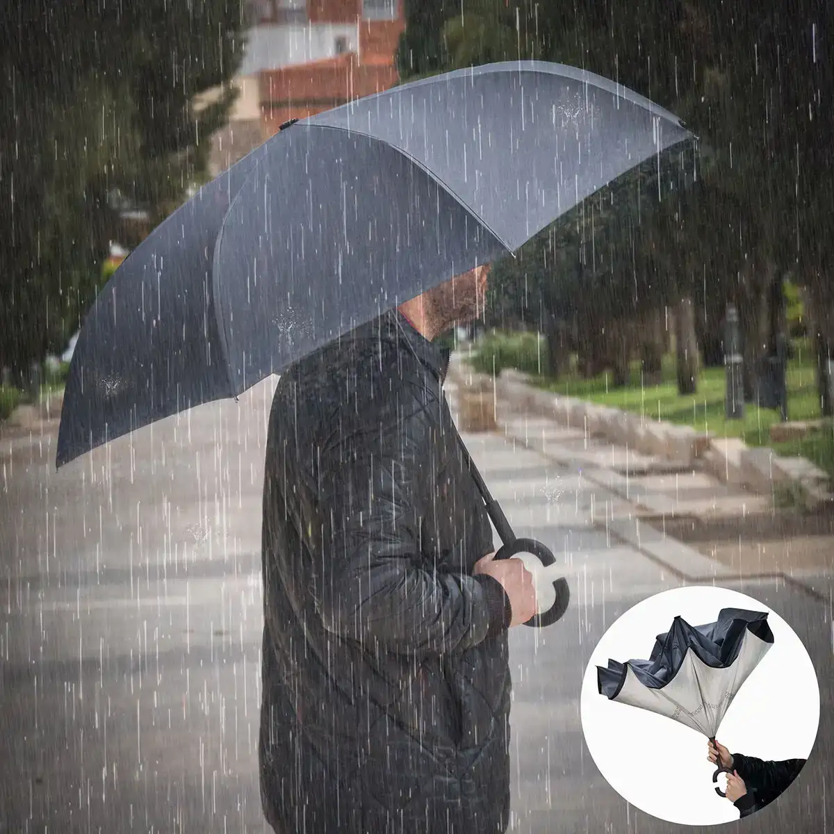Parapluie a fermeture inversee innovagoods_3974. DIAYTAR COTE D'IVOIRE - Où Choisir est un Acte de Création. Naviguez à travers notre plateforme et choisissez des produits qui complètent votre histoire personnelle.