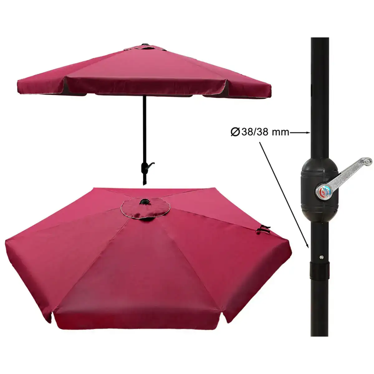 Parasol 3 m rouge_4323. DIAYTAR COTE D'IVOIRE - Votre Passage vers l'Exceptionnel. Naviguez à travers notre sélection minutieuse et découvrez des articles qui apportent une touche spéciale à chaque instant de votre vie.