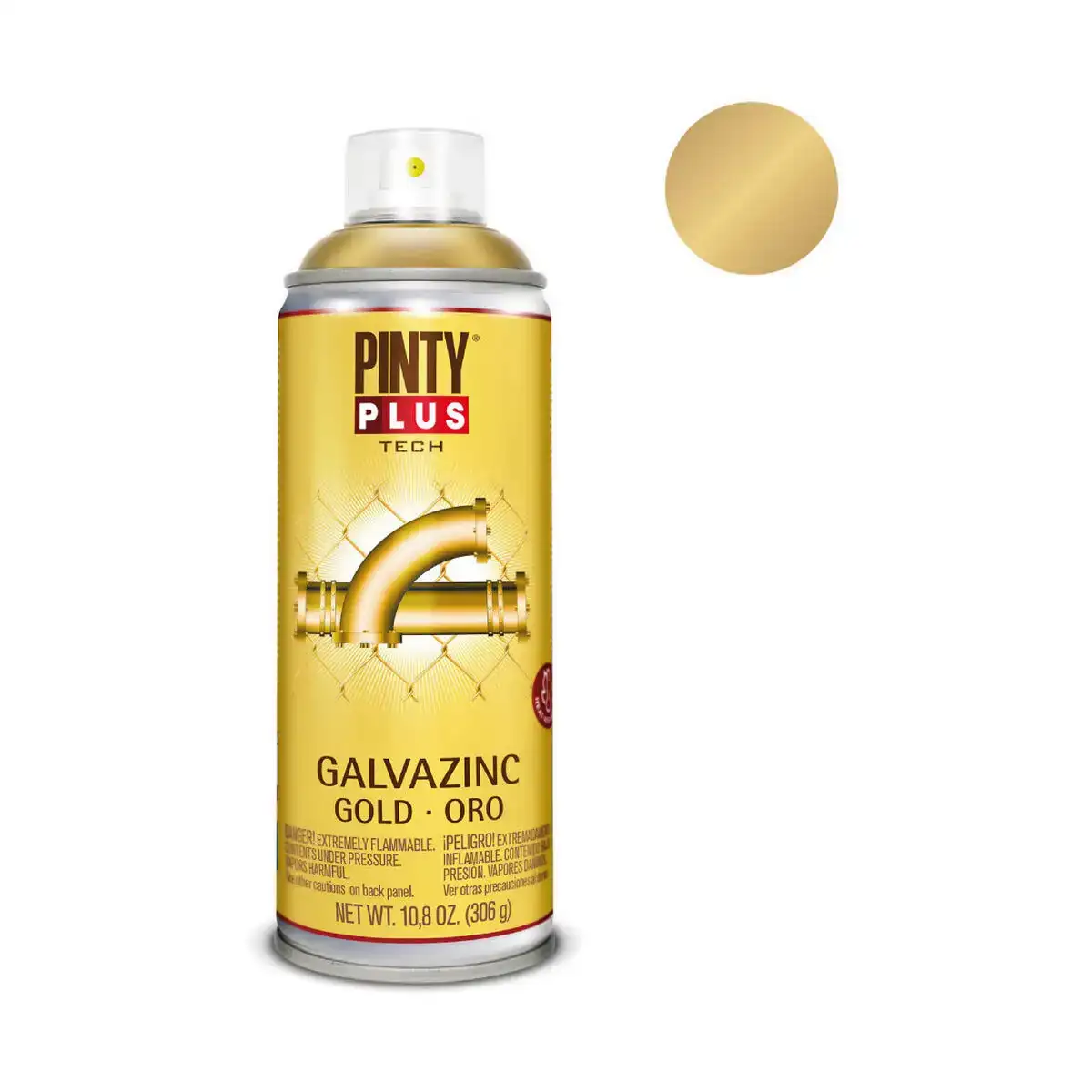 Peinture en spray Pintyplus Tech Galvazinc G151 400 ml Or – Image 2
