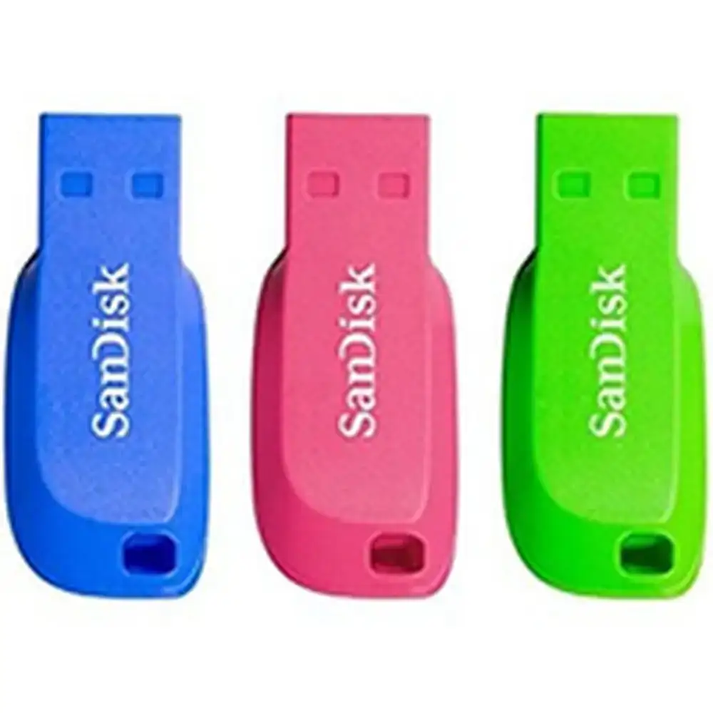 Pendrive sandisk sdcz50c 016g b46t bleu rose vert 16 gb 3 unites _2724. DIAYTAR COTE D'IVOIRE - Votre Marché Virtuel au Côte d'Ivoire. Parcourez notre boutique en ligne pour trouver des trésors cachés, des articles indispensables du quotidien aux joyaux artistiques.