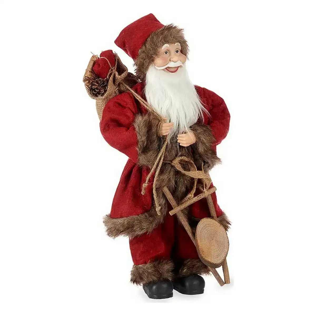 Pere noel blanc marron rouge bois plastique 21 x 46 x 23 cm_1261. DIAYTAR COTE D'IVOIRE - Où Choisir Rime avec Qualité. Découvrez notre sélection soigneusement conçue et choisissez des articles qui incarnent l'excellence et l'innovation.