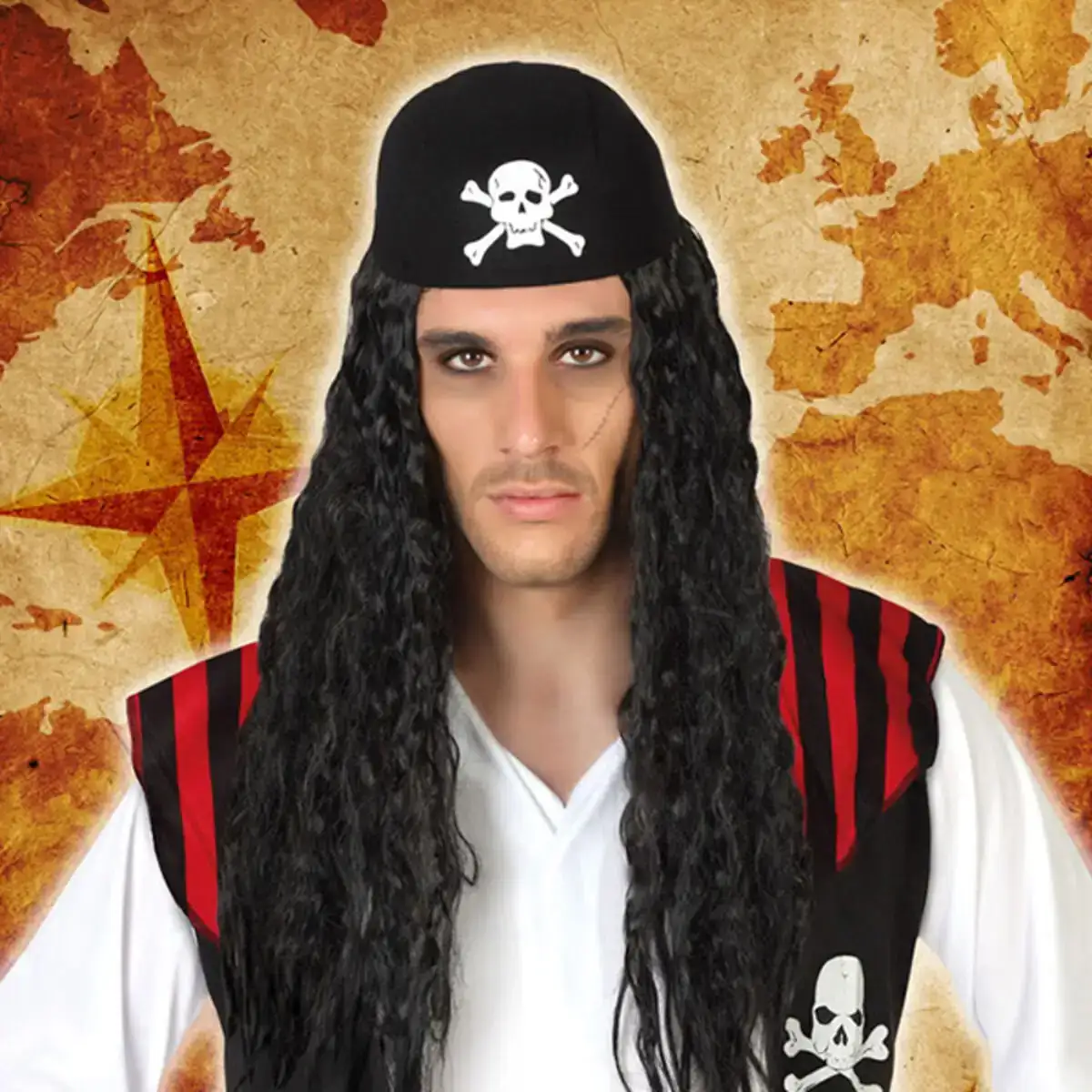 Perruques pirate cheveux ondules brunette 113538_9028. DIAYTAR COTE D'IVOIRE - Où Chaque Sélection est une Victoire. Découvrez notre boutique en ligne et trouvez des articles qui vous rendent la vie plus belle, un choix à la fois.