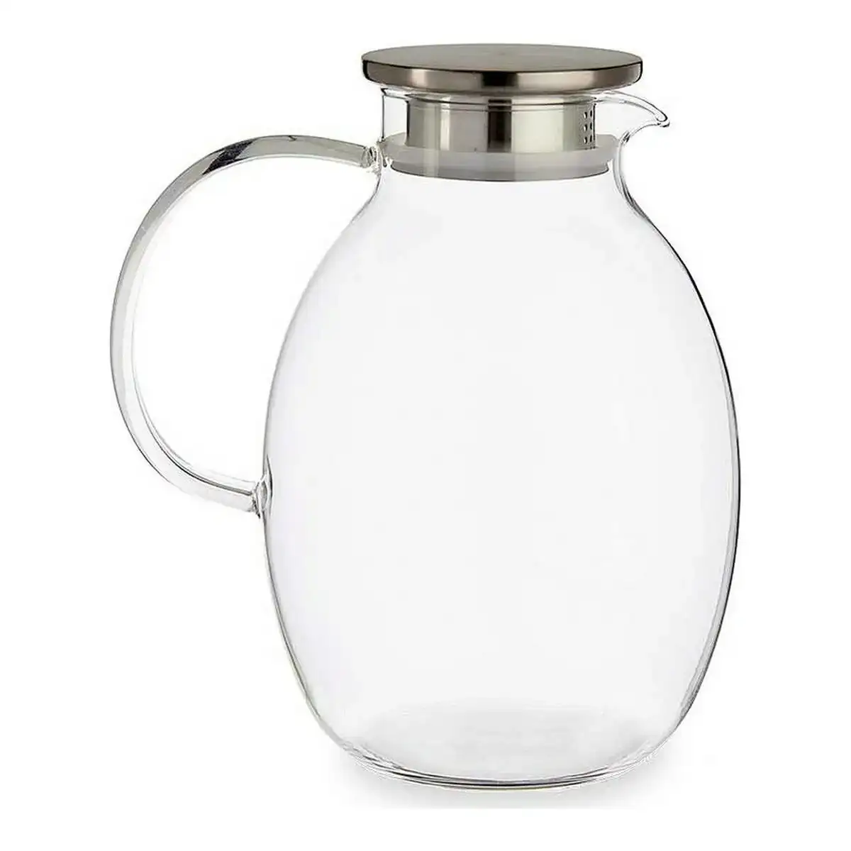 Pichet avec couvercle 2 5 l transparent metal acier inoxydable verre borosilicate_5679. DIAYTAR COTE D'IVOIRE - L'Art de Vivre l'Excellence au Quotidien. Explorez notre gamme et choisissez des produits qui ajoutent une note de prestige à votre vie.