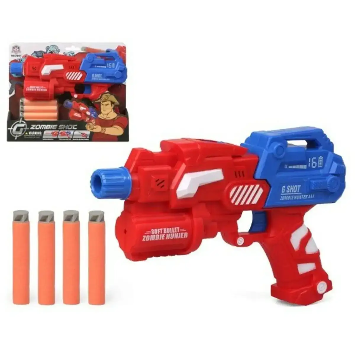 Pistolet a flechettes bleu rouge 23 x 20 cm _8937. Bienvenue chez DIAYTAR COTE D'IVOIRE - Où Chaque Objet a sa Propre Histoire. Découvrez notre sélection soigneusement choisie et choisissez des produits qui racontent le patrimoine sénégalais.