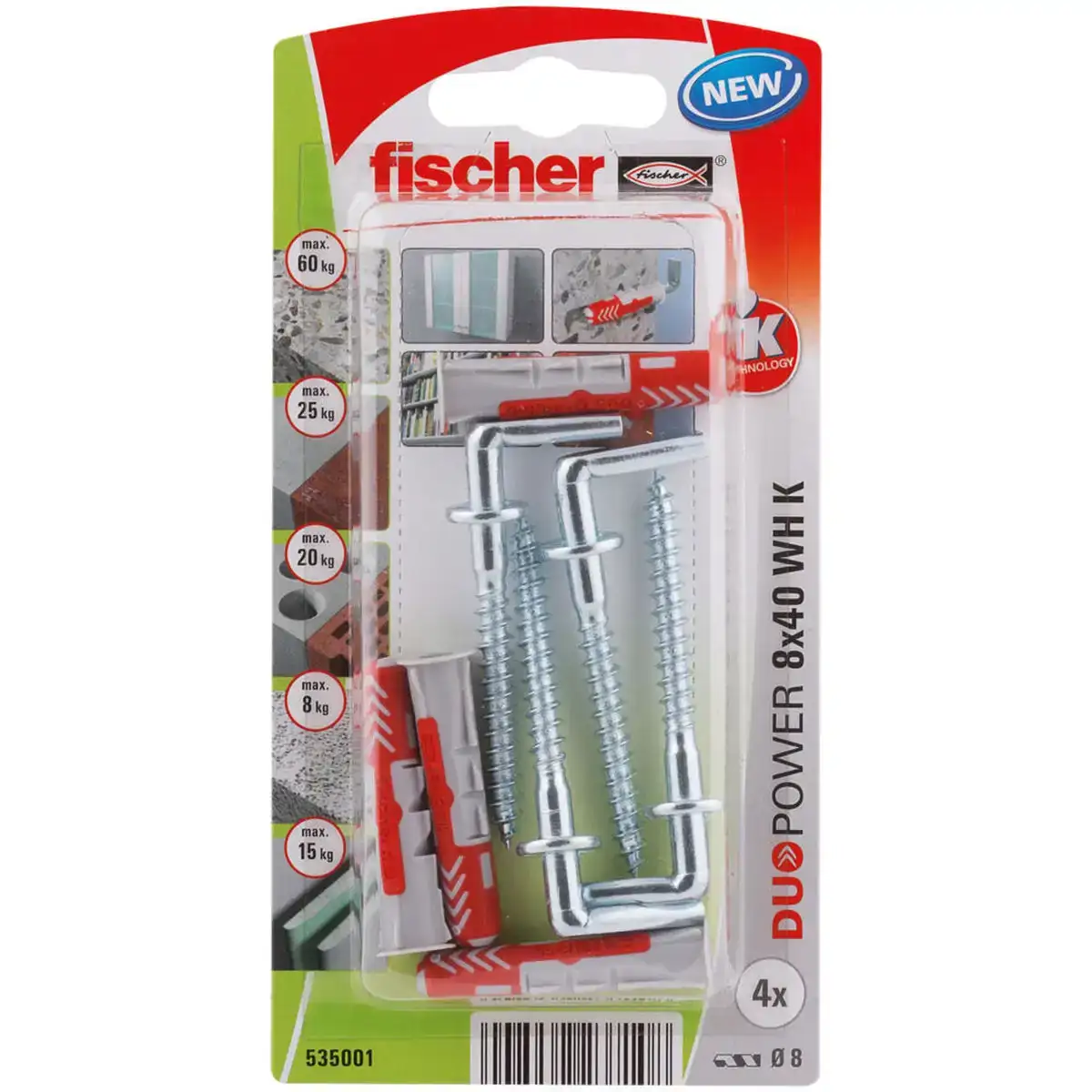 Pitons fischer duopower 535001 crampons 8 x 40 mm 4 unites_1432. DIAYTAR COTE D'IVOIRE - Là où Chaque Produit a son Histoire. Découvrez notre gamme de produits, chacun portant en lui le récit de l'artisanat et de la passion, pour vous offrir une expérience de shopping authentique.