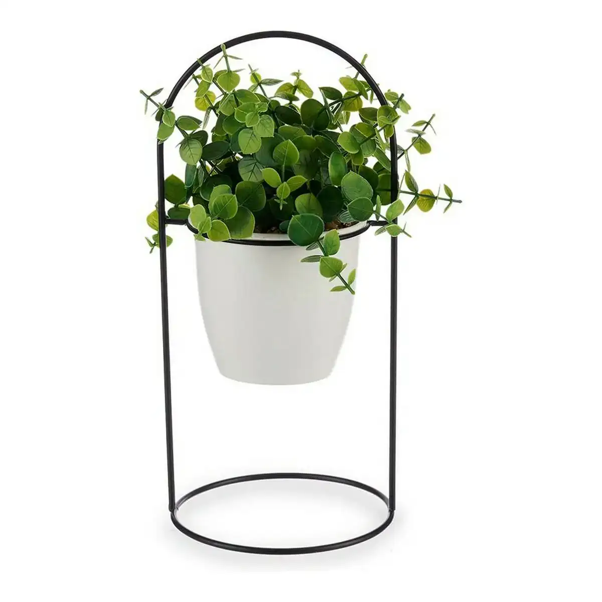 Plante decorative blanc avec support noir metal vert plastique 21 x 30 x 21 cm_8485. Plongez dans l'Univers de DIAYTAR COTE D'IVOIRE - Où la Qualité et la Diversité se rencontrent. Parcourez nos rayons virtuels pour trouver des produits répondant à tous les besoins, du confort de votre foyer.