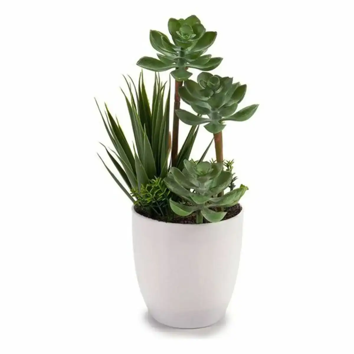 Plante decorative blanc vert plastique 11 x 26 x 11 cm_6236. Bienvenue chez DIAYTAR COTE D'IVOIRE - Où le Shopping Devient une Aventure. Découvrez notre collection diversifiée et explorez des produits qui reflètent la diversité du Côte d'Ivoire.