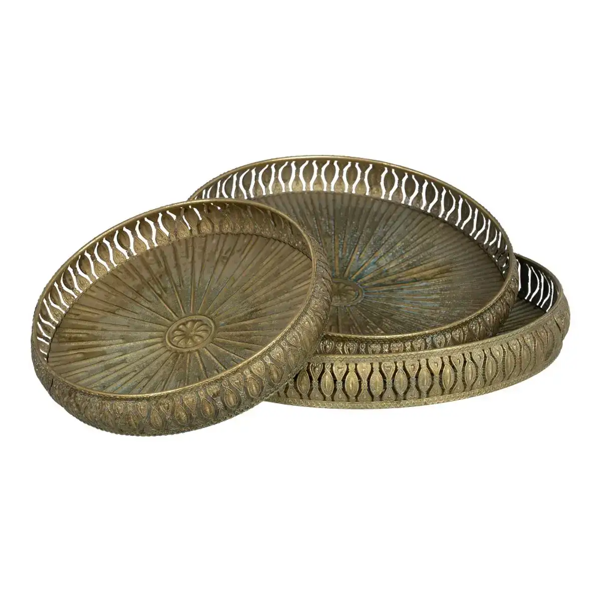 Plateau aperitif 36 5 x 36 5 x 5 cm dore metal 3 pieces_3599. DIAYTAR COTE D'IVOIRE - Où Choisir est un Plaisir Responsable. Parcourez notre catalogue et choisissez des produits qui incarnent notre engagement envers des pratiques durables et éthiques.