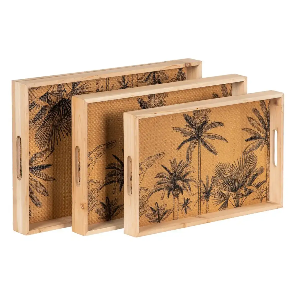 Plateau aperitif 45 x 31 x 5 cm naturel bois rotin 3 pieces palmier_5197. DIAYTAR COTE D'IVOIRE - Votre Plateforme Shopping, Votre Choix Éclairé. Explorez nos offres et choisissez des articles de qualité qui reflètent votre style et vos valeurs.