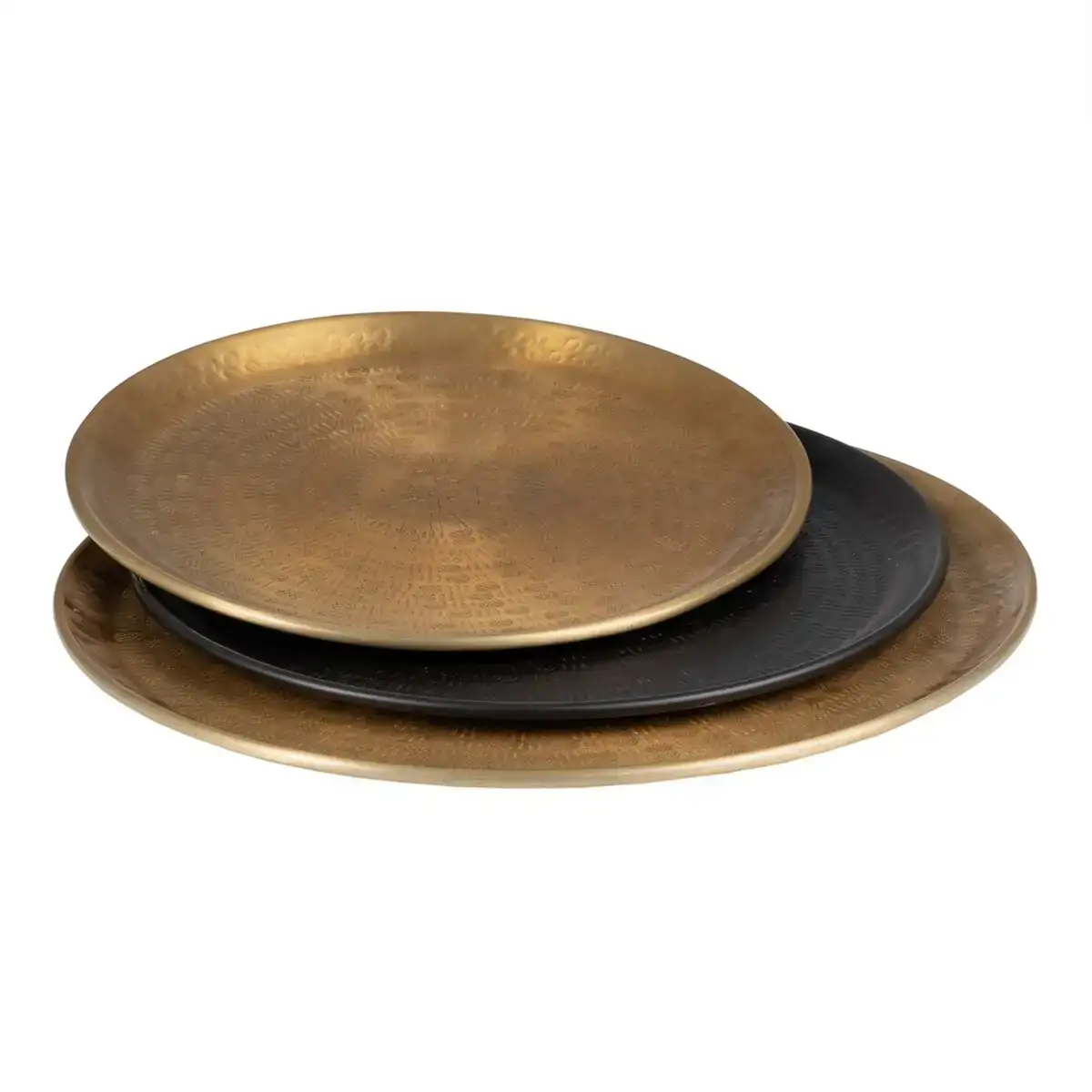 Plateau aperitif 48 x 48 x 2 cm noir dore aluminium 3 pieces_8774. DIAYTAR COTE D'IVOIRE - Où Choisir Devient une Expression de Soi. Découvrez notre boutique en ligne et trouvez des articles qui révèlent votre personnalité et votre style.