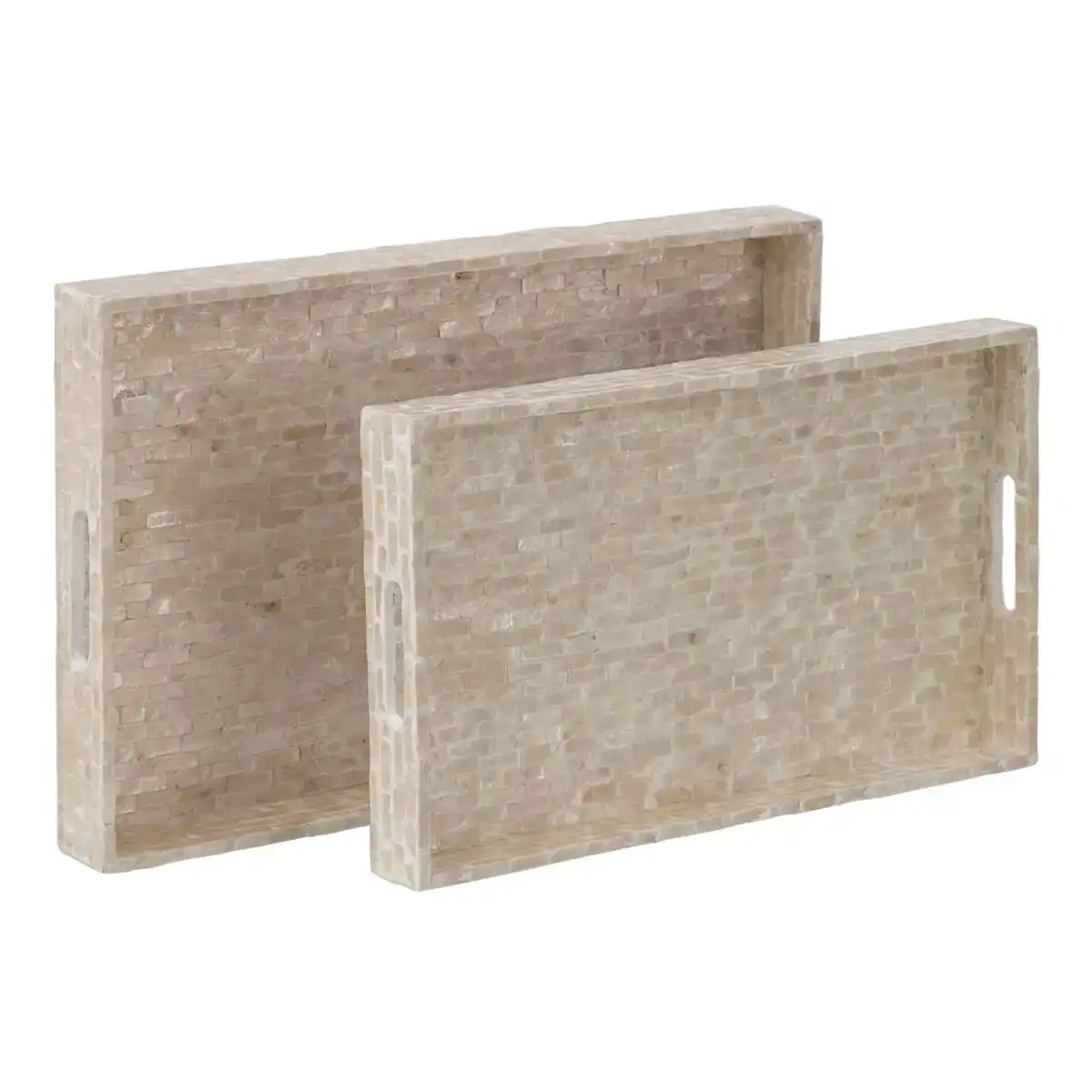 Plateau aperitif 50 x 33 x 5 cm blanc nacre noire 2 unites _7662. Bienvenue chez DIAYTAR COTE D'IVOIRE - Là où les Désirs Prendent Vie. Explorez notre boutique en ligne et laissez-vous séduire par des articles qui font écho à vos aspirations et à votre style unique.
