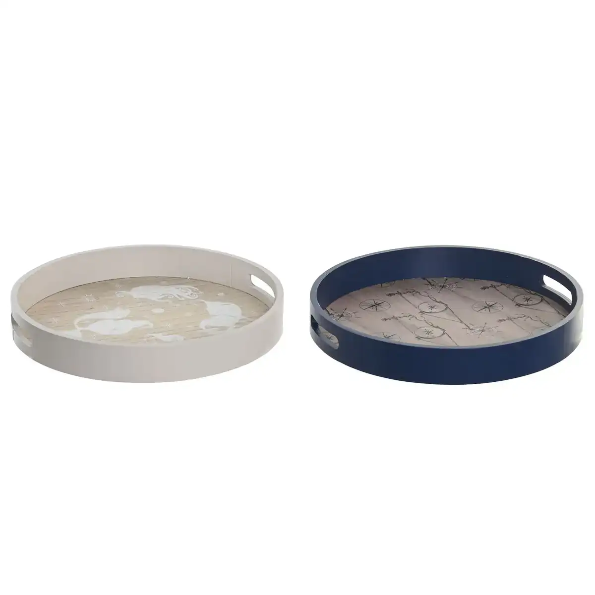 Plateau aperitif dkd home decor bleu blanc 35 x 35 x 5 cm bois mdf 2 unites _3914. DIAYTAR COTE D'IVOIRE - L'Univers de l'Élégance Accessible. Plongez dans notre catalogue et choisissez des produits qui allient sophistication et accessibilité pour un shopping exquis.