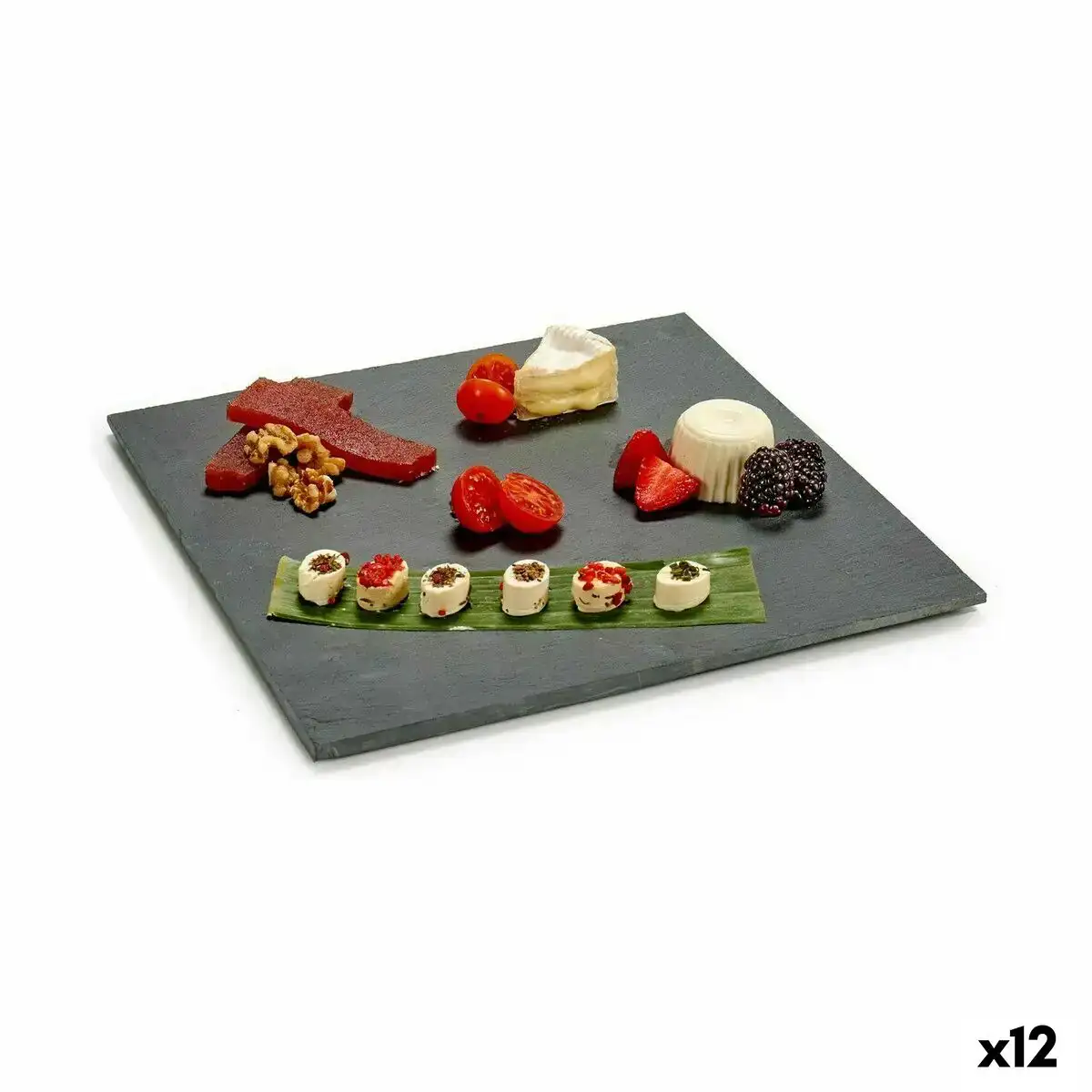 Plateau aperitif noir ardoise 30 x 0 5 x 30 cm 12 unites _5134. DIAYTAR COTE D'IVOIRE - L'Art du Shopping Sublime. Naviguez à travers notre catalogue et choisissez parmi des produits qui ajoutent une touche raffinée à votre vie quotidienne.