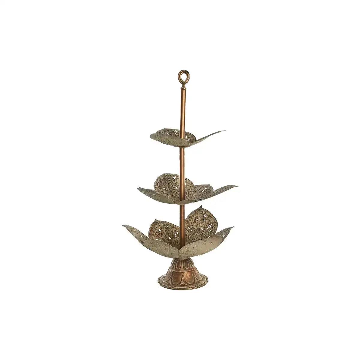 Plateau dkd home decor volet dore metal tropical 42 x 42 x 80 cm _2524. DIAYTAR COTE D'IVOIRE - Là où l'Élégance Devient un Mode de Vie. Naviguez à travers notre gamme et choisissez des produits qui apportent une touche raffinée à votre quotidien.