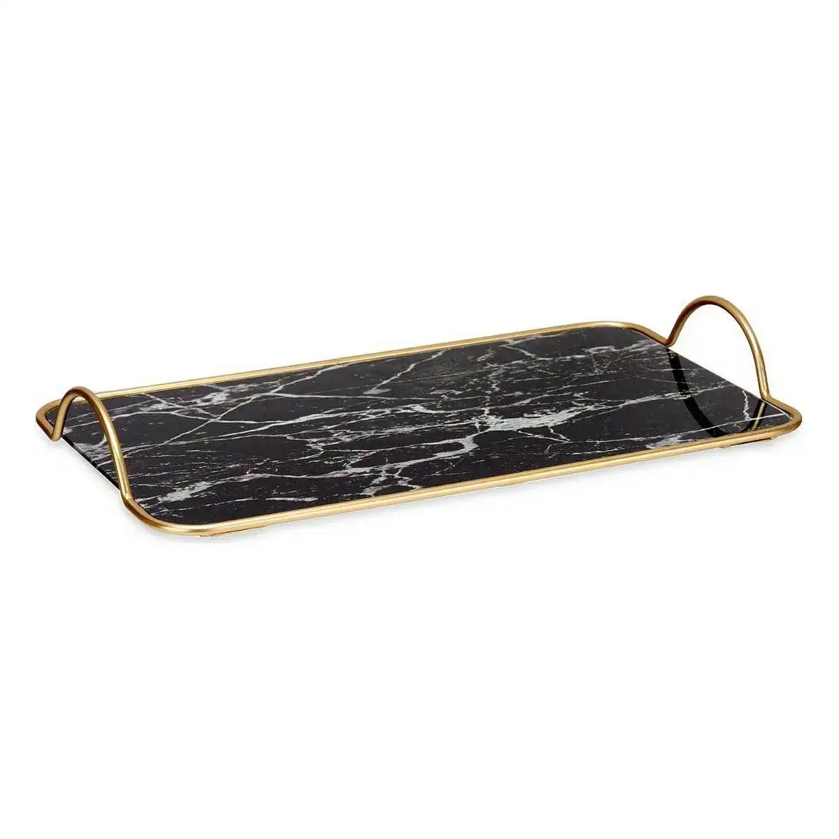 Plateau marbre avec des poignees noir dore metal verre 35 x 4 5 x 20 cm _7451. DIAYTAR COTE D'IVOIRE - Votre Destination pour un Shopping Réfléchi. Découvrez notre gamme variée et choisissez des produits qui correspondent à vos valeurs et à votre style de vie.