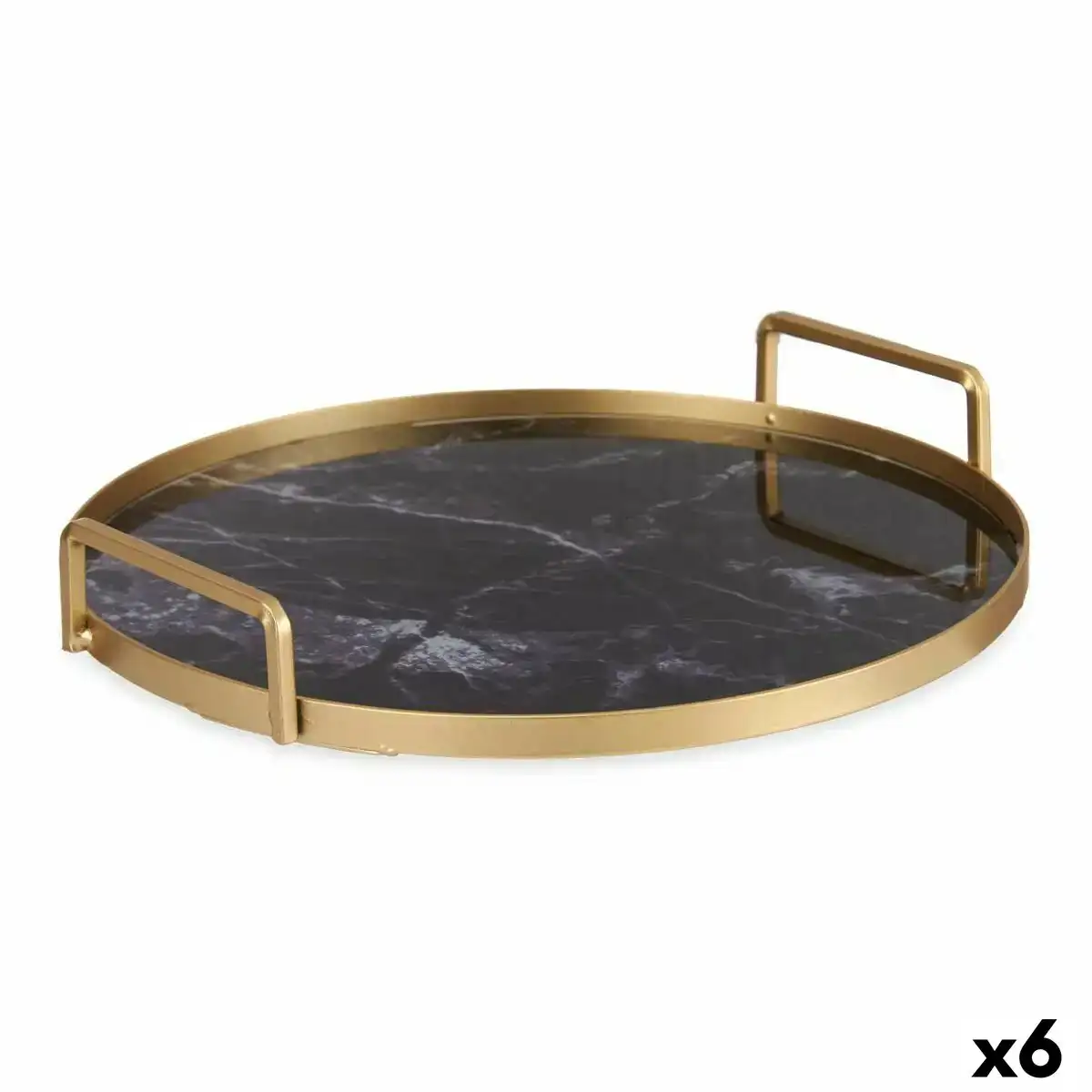 Plateau marbre noir dore metal verre 25 x 4 x 25 cm 6 unites _2976. DIAYTAR COTE D'IVOIRE - Votre Escale Shopping incontournable. Explorez notre boutique en ligne et dénichez des trésors qui reflètent la richesse culturelle et la modernité du Côte d'Ivoire.