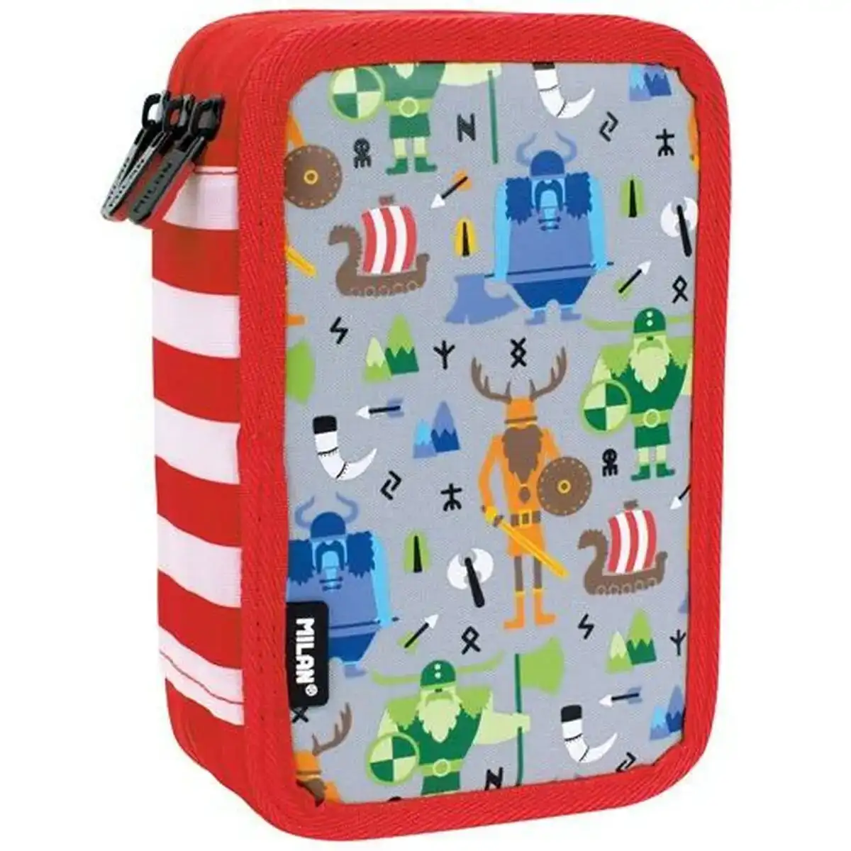 Pochette a crayons triple milan vikings multicouleur 19 5 x 13 x 7 5 cm_8798. DIAYTAR COTE D'IVOIRE - Où Choisir est un Voyage Cultuel. Explorez notre boutique en ligne et découvrez des produits qui célèbrent la richesse et la diversité culturelle du Côte d'Ivoire.
