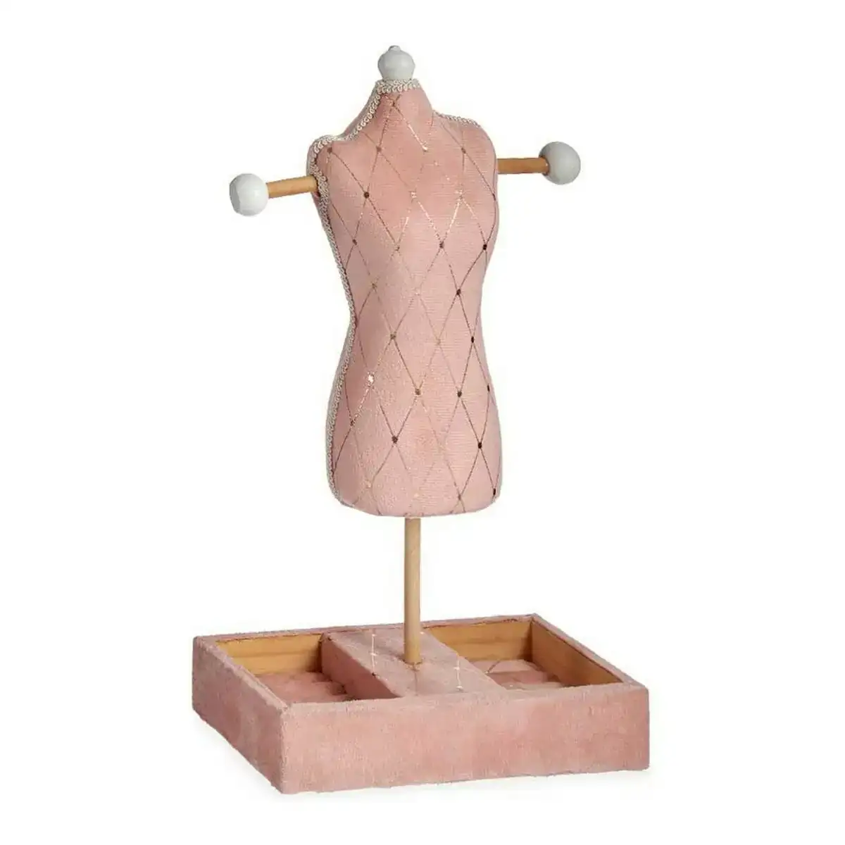 Porte bijoux rose velours bois 12 x 40 x 24 cm _5912. DIAYTAR COTE D'IVOIRE - Où Chaque Achat Raconte une Histoire. Explorez notre boutique en ligne et créez votre propre narration à travers notre diversité de produits, chacun portant une signification unique.
