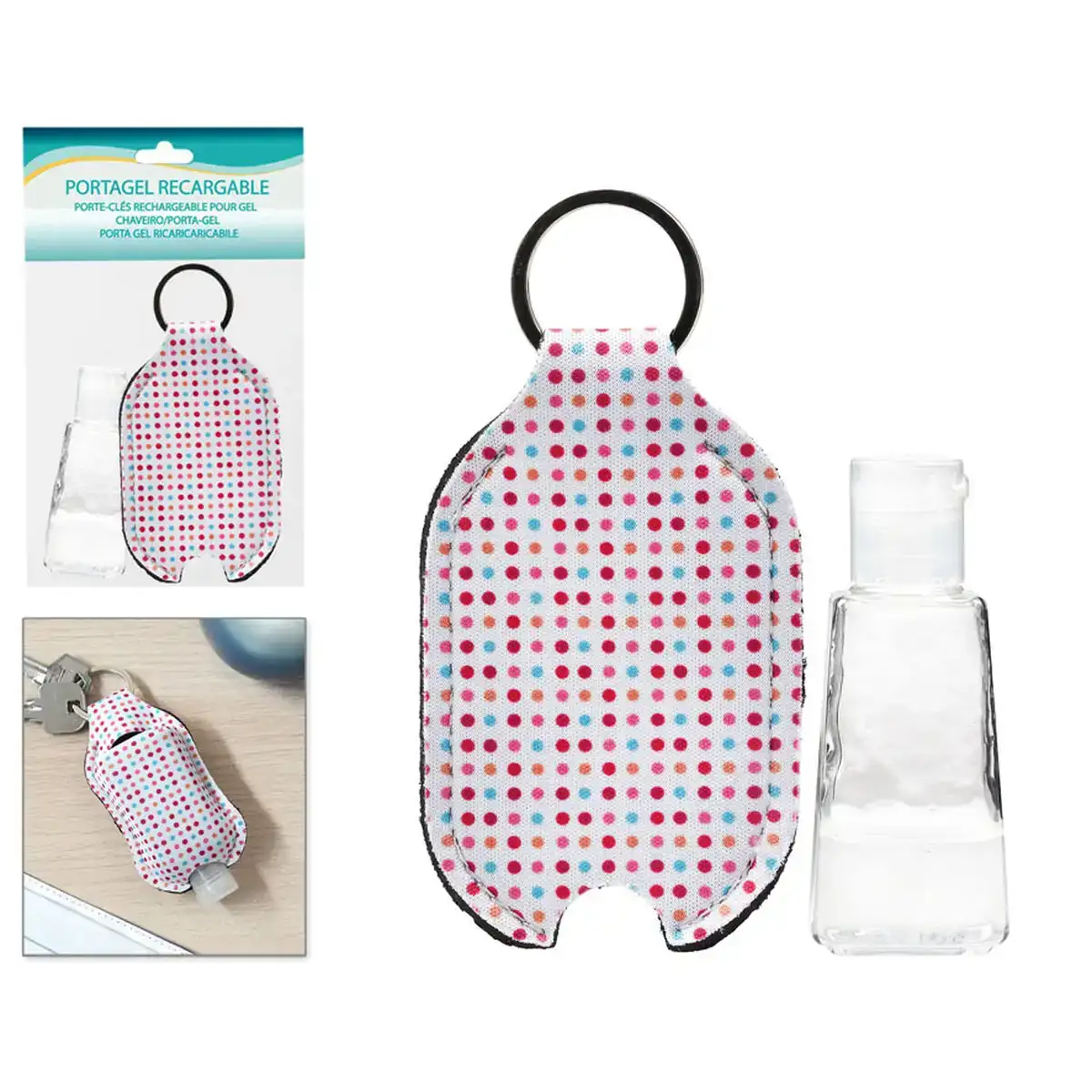 Porte cles gel hydroalcoolique multicouleur points_1732. Bienvenue dans l'univers captivant de DIAYTAR COTE D'IVOIRE - Votre Plateforme de Shopping Tout-en-Un. Parcourez notre boutique en ligne pour découvrir des produits uniques, allant des articles ménagers aux élégants accessoires de mode.