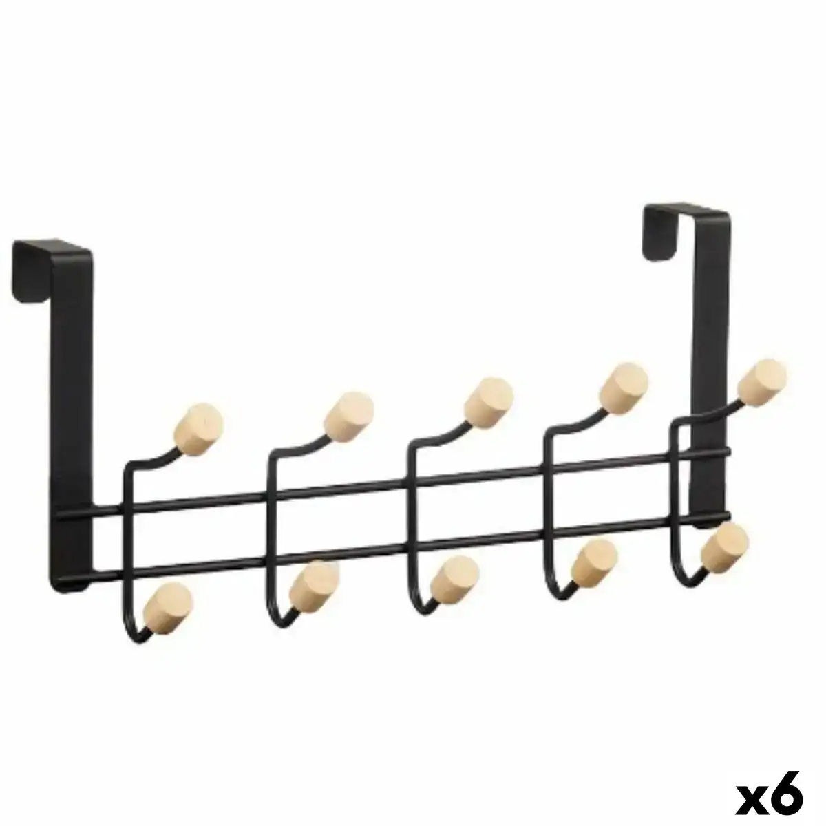 Porte manteaux pour portes noir bois metal 35 x 17 x 15 cm 6 unites _8409. DIAYTAR COTE D'IVOIRE - Où Choisir Devient une Expérience Personnalisée. Explorez notre boutique en ligne pour découvrir des produits qui s'adaptent à votre style et à votre essence.