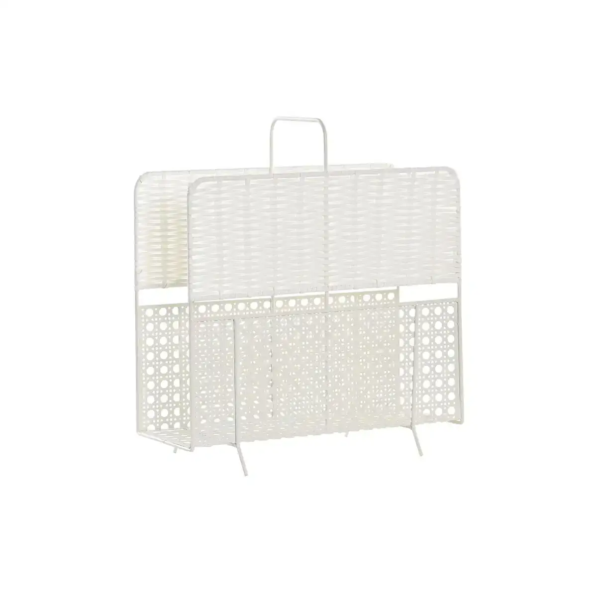 Porte revues dkd home decor naturel metal blanc osier 36 5 x 15 x 41 cm _1694. DIAYTAR COTE D'IVOIRE - Où Choisir est un Acte d'Amour pour le Côte d'Ivoire. Explorez notre boutique en ligne et choisissez des articles qui célèbrent la culture et l'artisanat du pays.