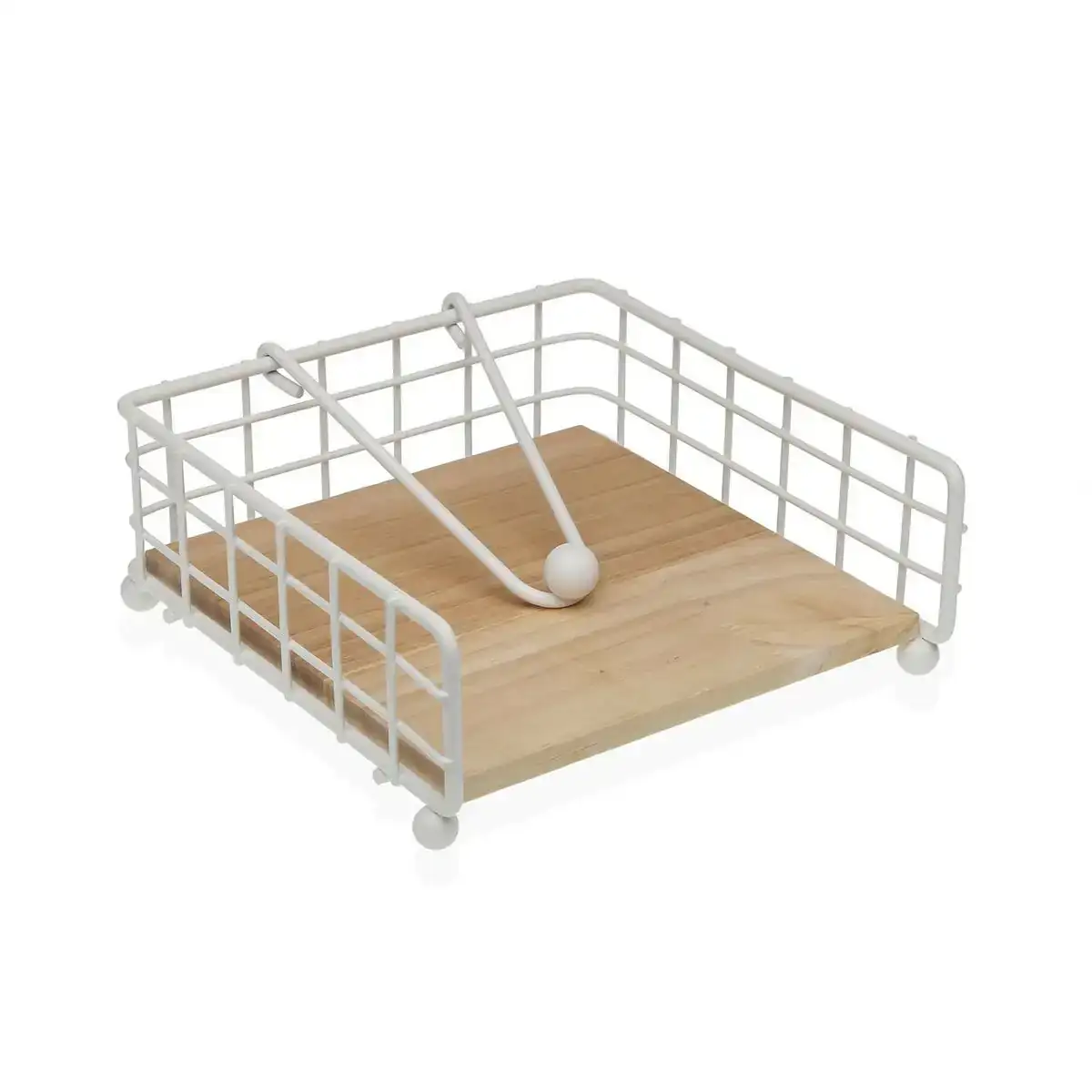 Porte serviettes versa blanc bois bois d hevea acier fer 19 5 x 7 x 19 5 cm_3356. DIAYTAR COTE D'IVOIRE - Où Choisir est un Plaisir Responsable. Explorez notre boutique en ligne et adoptez des produits qui reflètent notre engagement envers la durabilité.