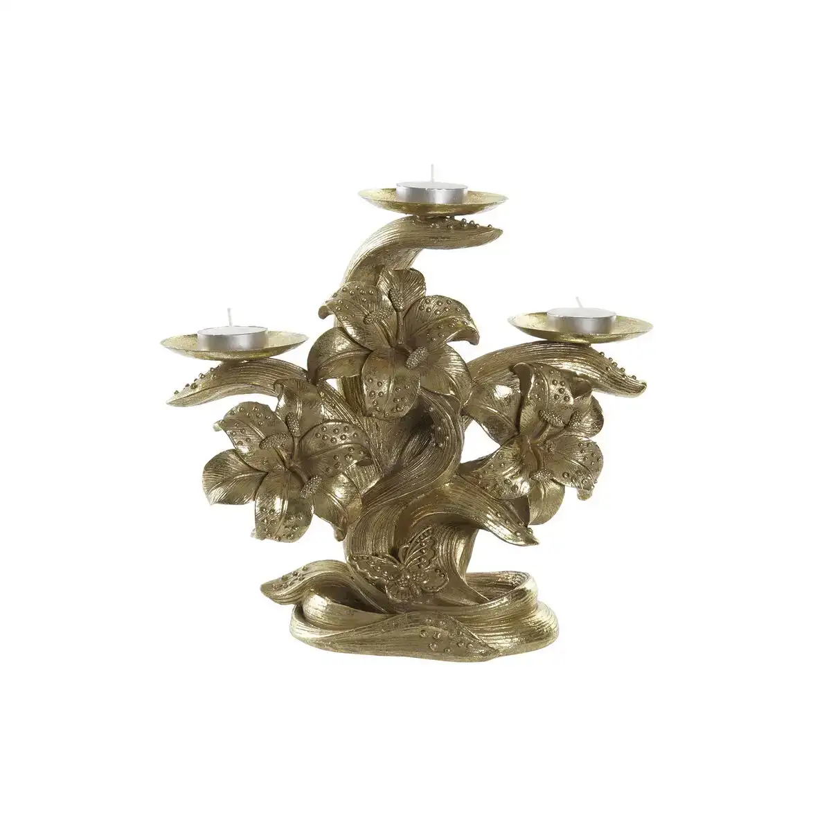 Pot a bougie dkd home decor 26 x 12 x 23 cm fleur dore resine_4139. DIAYTAR COTE D'IVOIRE - Où Chaque Produit a sa Place. Parcourez notre catalogue et choisissez des articles qui s'intègrent parfaitement à votre style et à votre espace.