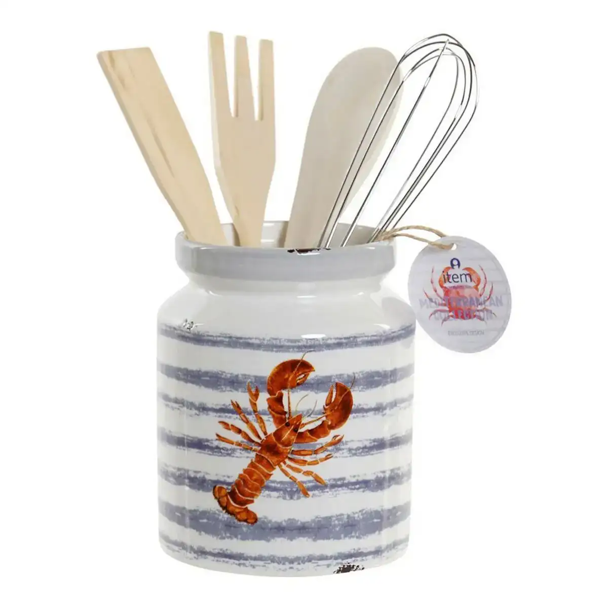 Pot pour ustensiles de cuisine dkd home decor bleu blanc mediterraneen 5 pieces 11 5 x 11 5 x 26 cm_2634. DIAYTAR COTE D'IVOIRE - Où Choisir est une Célébration de l'Artisanat. Explorez notre boutique en ligne et choisissez des articles qui incarnent l'art et le savoir-faire du Côte d'Ivoire.