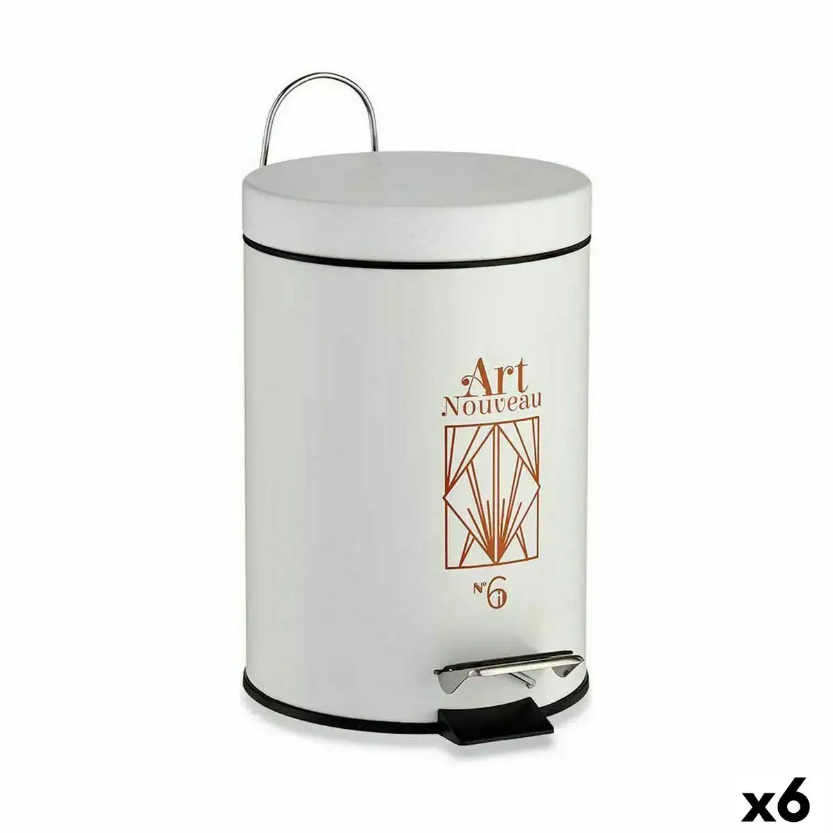 Poubelle a pedale art nouveau blanc bronze acier plastique 3 l 6 unites _6298. DIAYTAR COTE D'IVOIRE - Votre Destination Shopping Exquise. Explorez notre boutique en ligne et découvrez des trésors qui ajoutent une touche de sophistication à votre style et à votre espace.