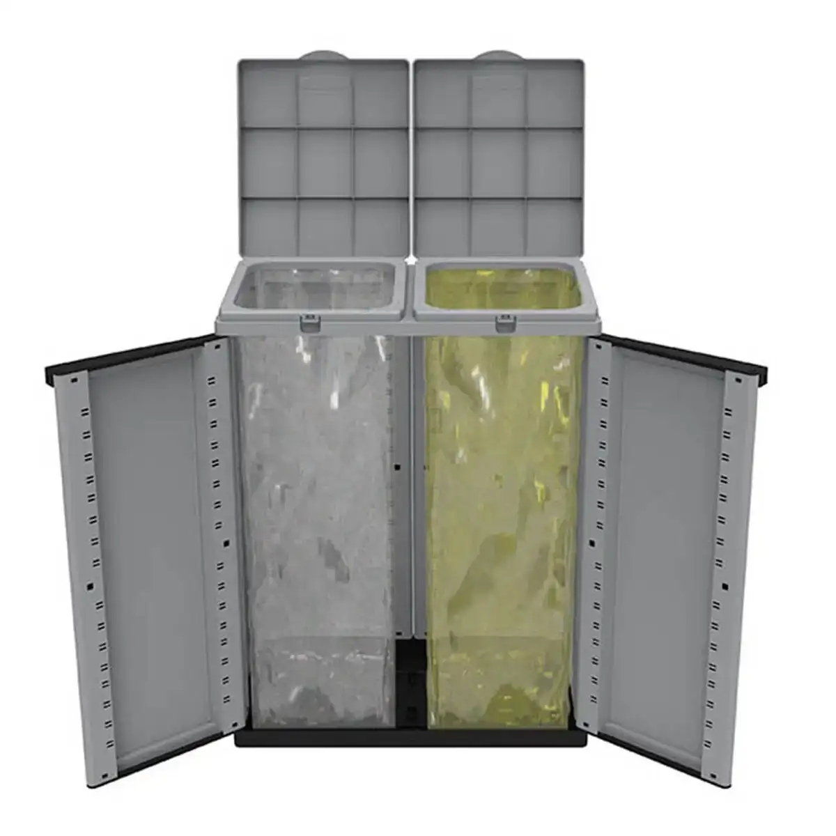 Poubelle recyclage noir gris 68 x 39 x 88 7 cm _1638. DIAYTAR COTE D'IVOIRE - Là où Chaque Achat Contribue à un Rêve. Naviguez à travers notre boutique en ligne et soutenez des artisans talentueux tout en acquérant des trésors.