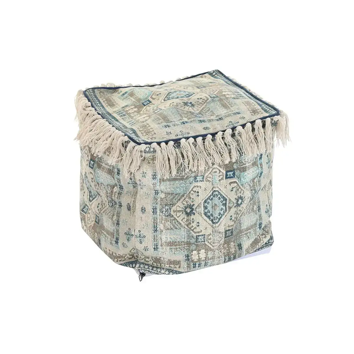 Pouf dkd home decor casablanca bleu frange 40 x 40 x 40 cm_5877. DIAYTAR COTE D'IVOIRE - Où Choisir est un Plaisir Responsable. Explorez notre boutique en ligne et adoptez des produits qui reflètent notre engagement envers la durabilité.