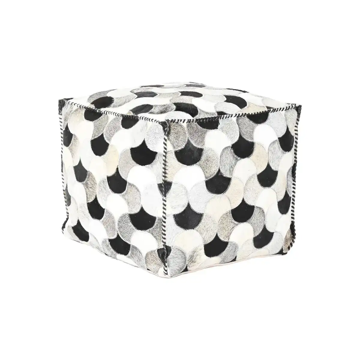 Pouf dkd home decor noir blanc polyester cuir 45 x 45 x 40 cm _5003. DIAYTAR COTE D'IVOIRE - Votre Plateforme Shopping Engagée. Explorez notre catalogue et choisissez des produits qui reflètent notre dévouement envers la qualité et la satisfaction du client.